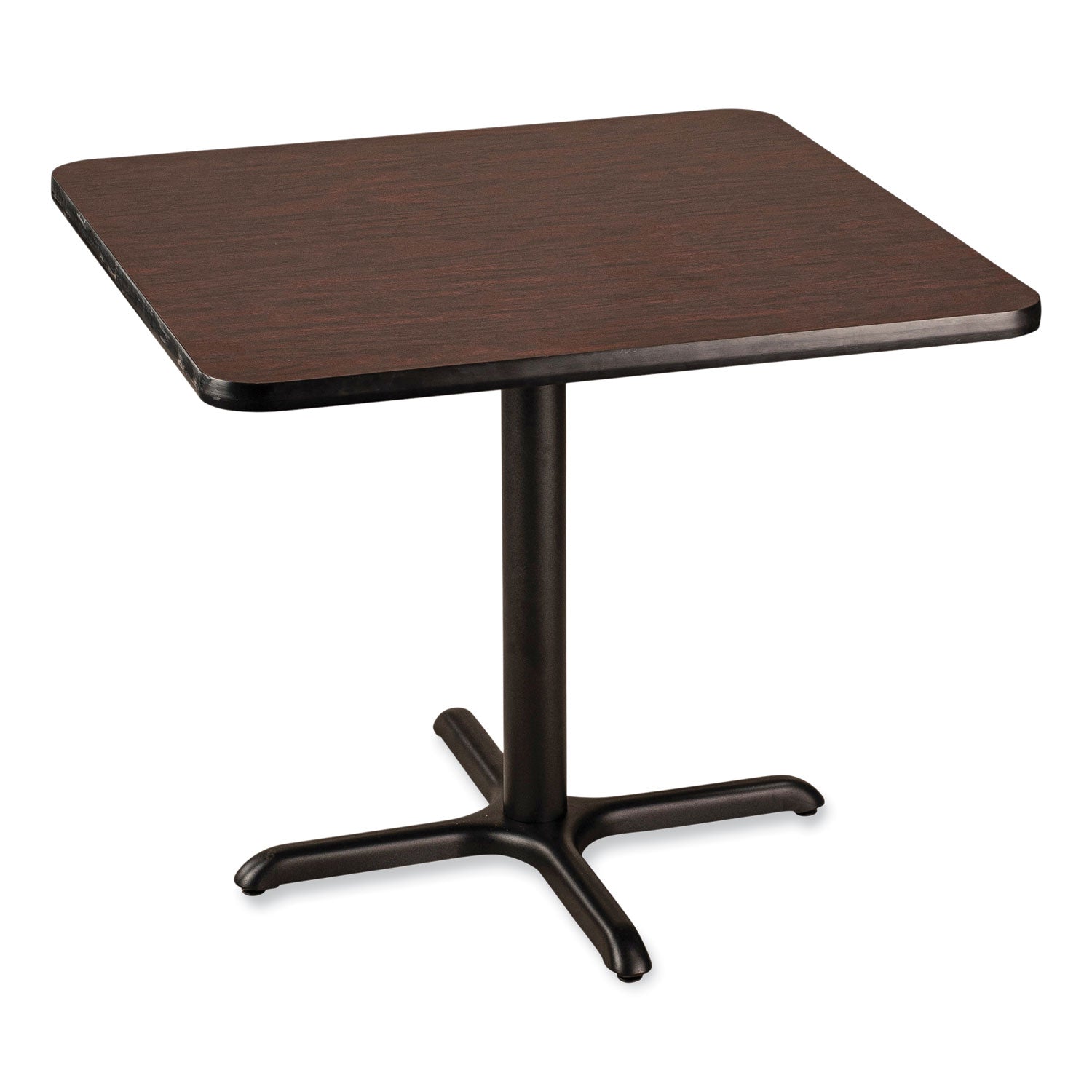 NPS® Cafe Table, 36w x 36d x 30h, Square Top/X-Base, Mahogany Top, Black Base