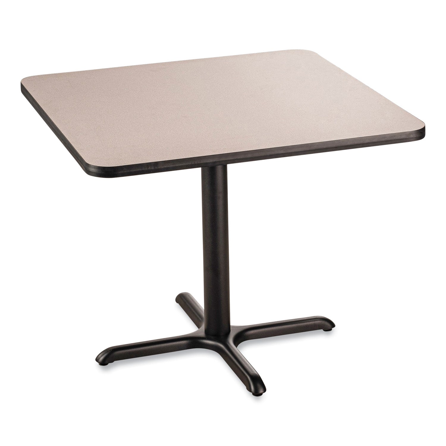 NPS® Cafe Table, 36w x 36d x 30h, Square Top/X-Base, Gray Nebula Top, Black Base