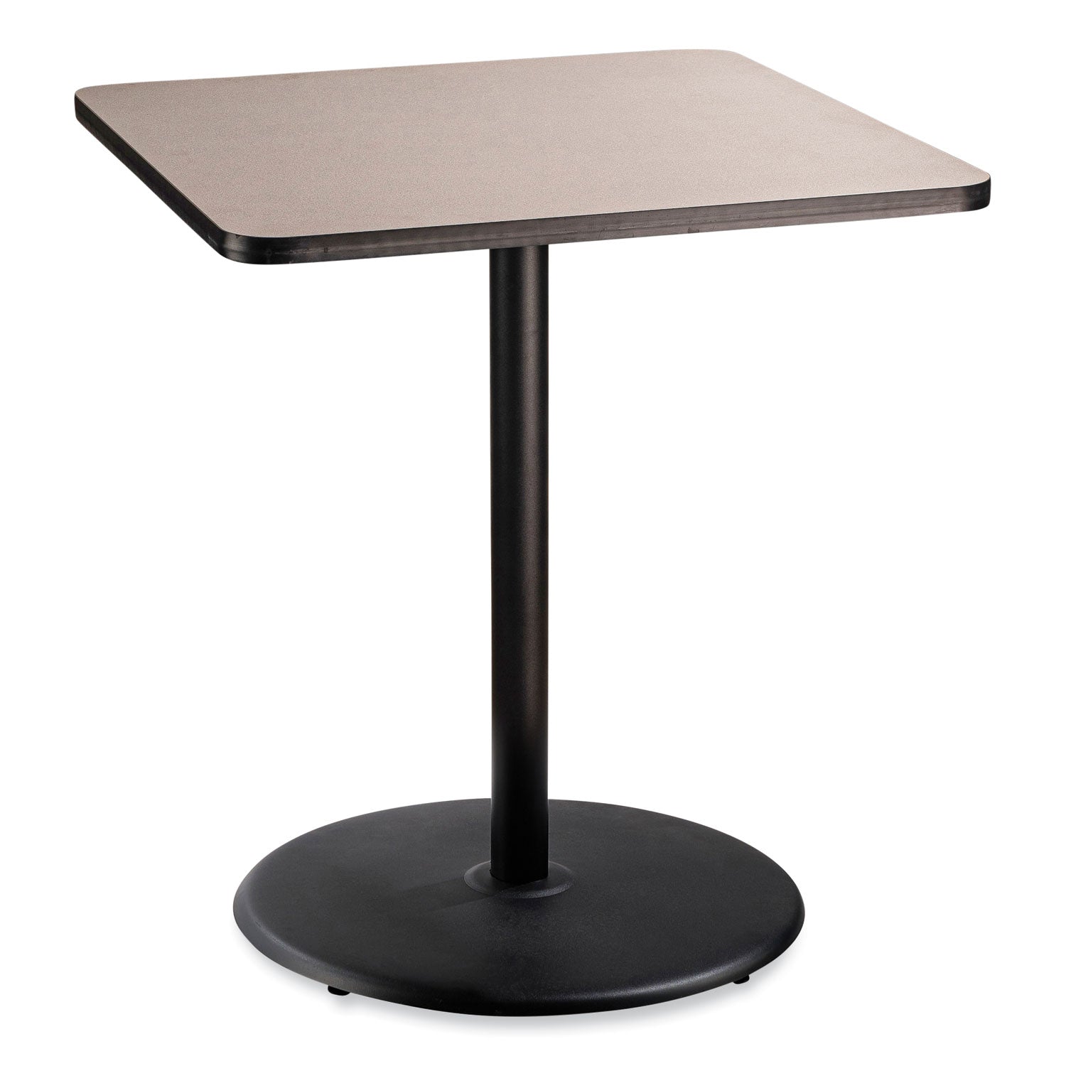 Cafe Table, 36w x 36d x 42h, Square Top/Round Base, Gray Nebula Top, Black Base