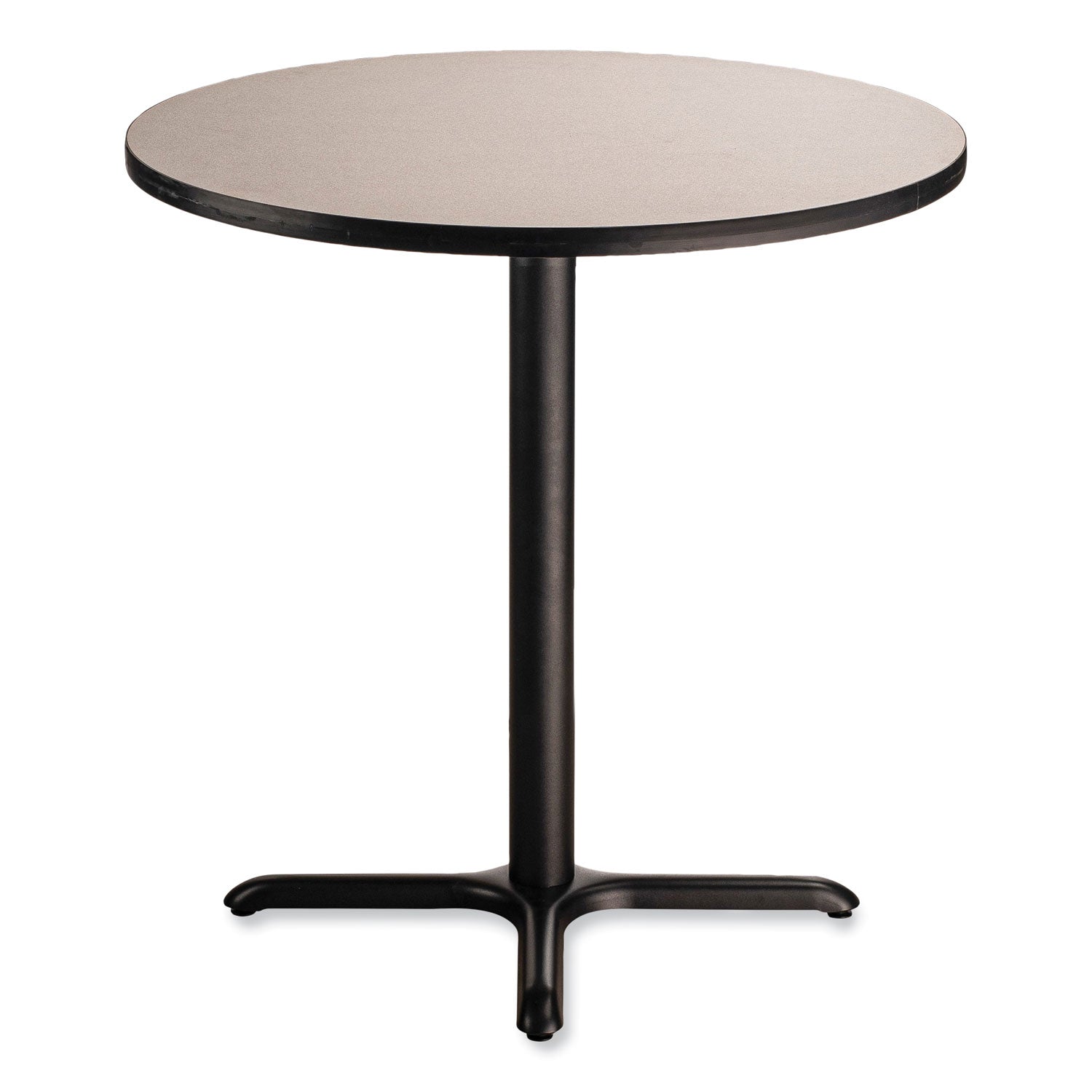 NPS® Cafe Table, 36" Diameter x 36h, Round Top/X-Base, Gray Nebula Top, Black Base