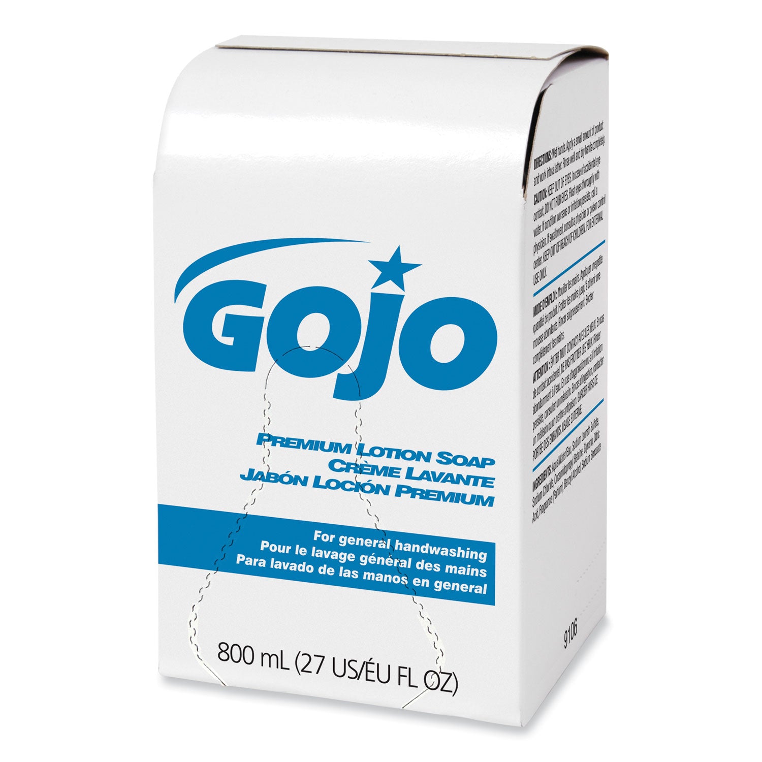 GOJO® Premium Lotion Soap, Waterfall, 800 mL Bag-in-Box Refill, 12/Carton