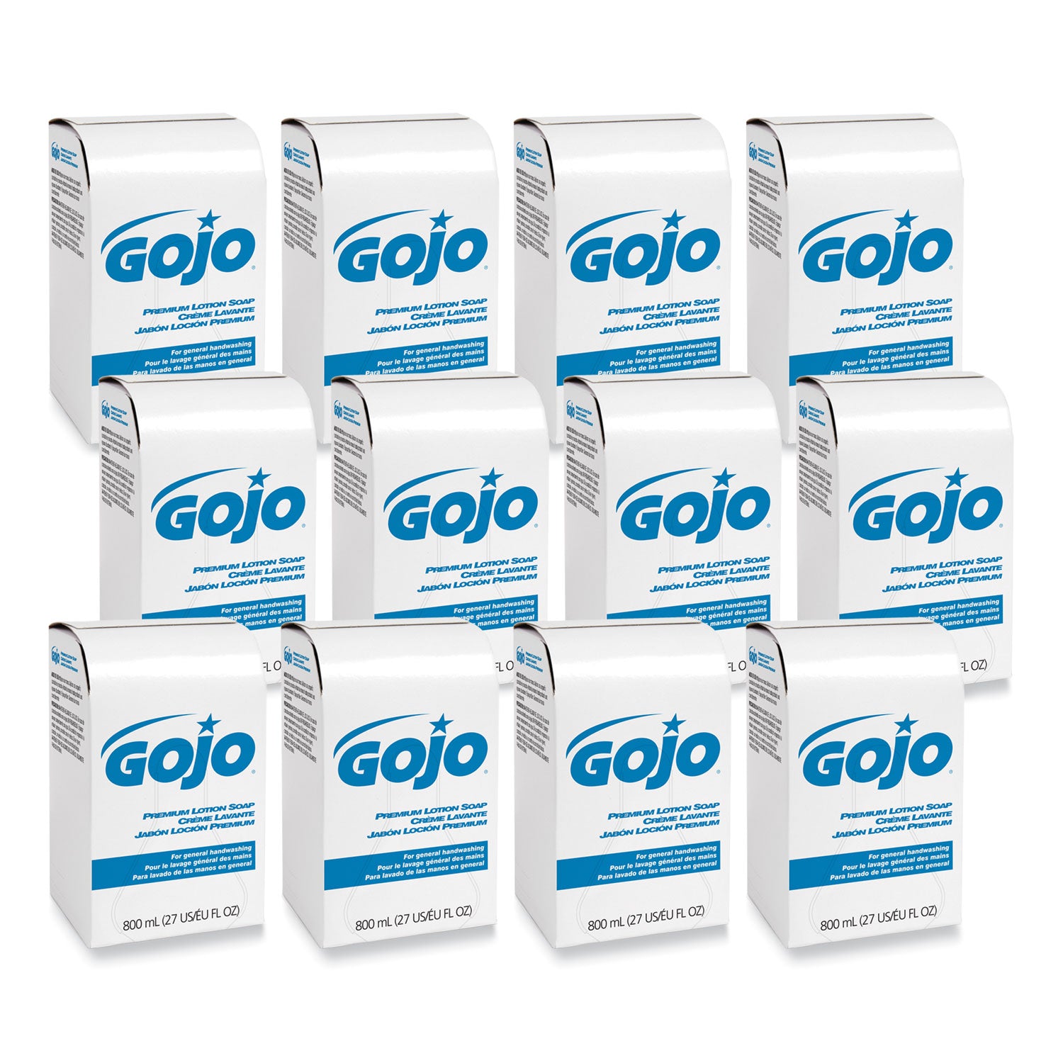 GOJO® Premium Lotion Soap, Waterfall, 800 mL Bag-in-Box Refill, 12/Carton