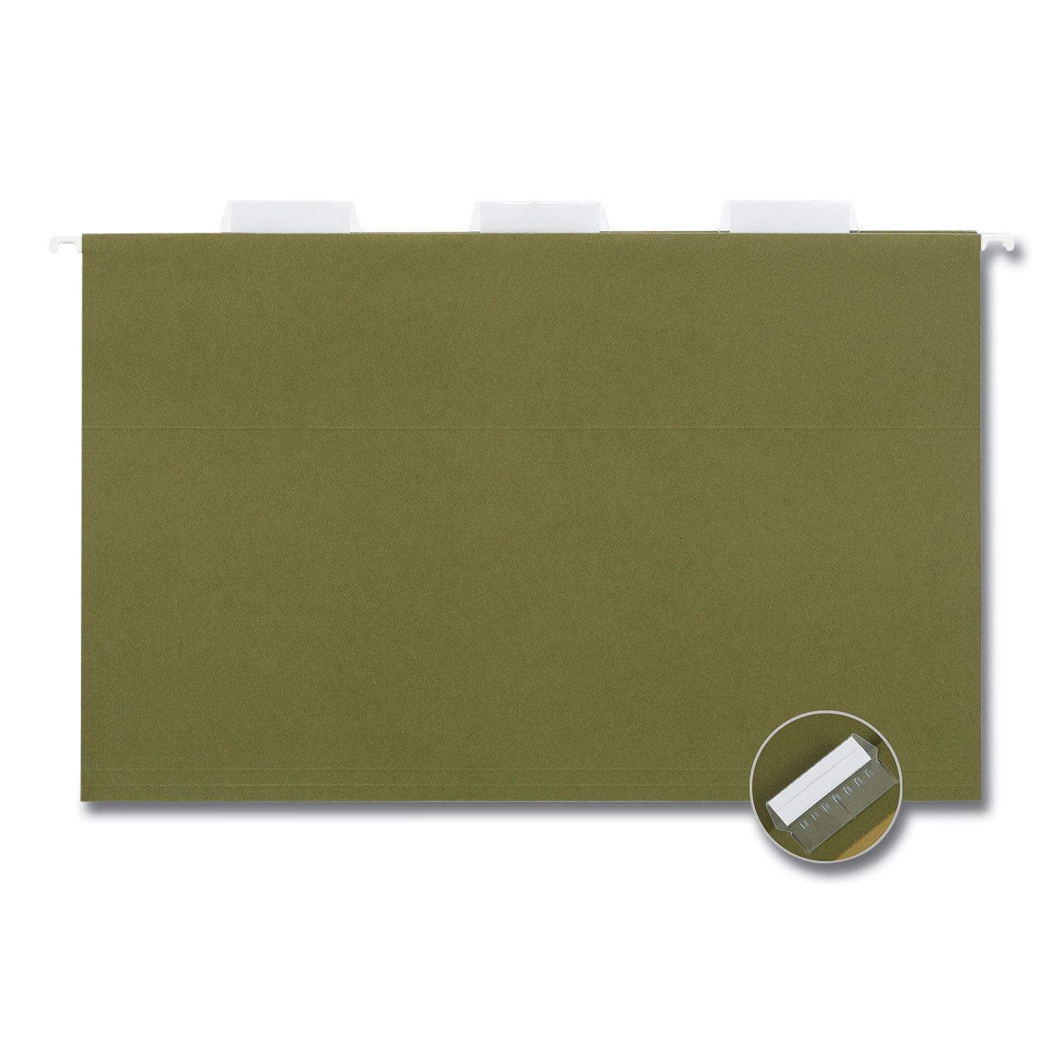 Universal® Hanging File Folders, Legal Size, 1/5-Cut Tabs, Standard Green, 50/Carton