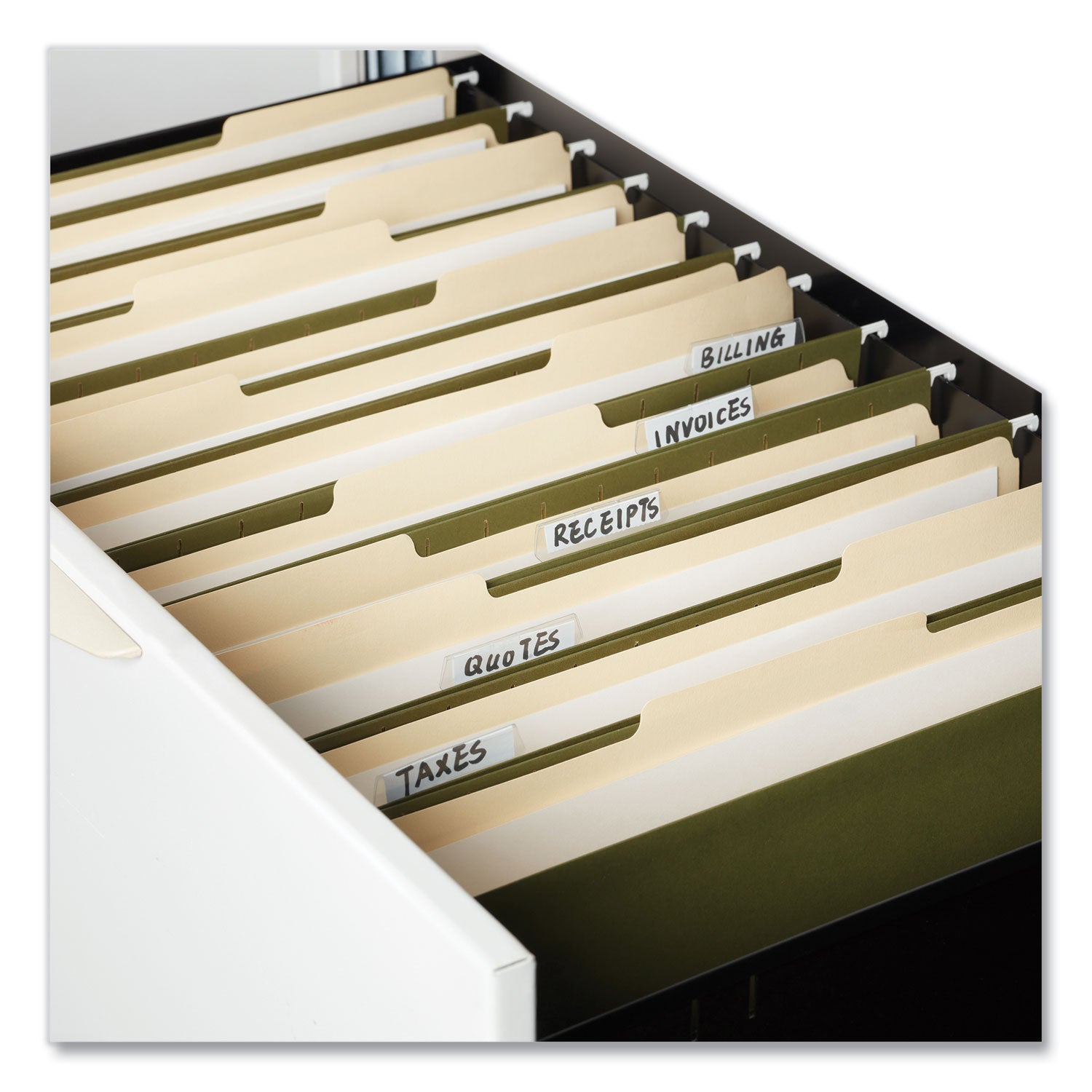 Universal® Hanging File Folders, Legal Size, 1/5-Cut Tabs, Standard Green, 50/Carton