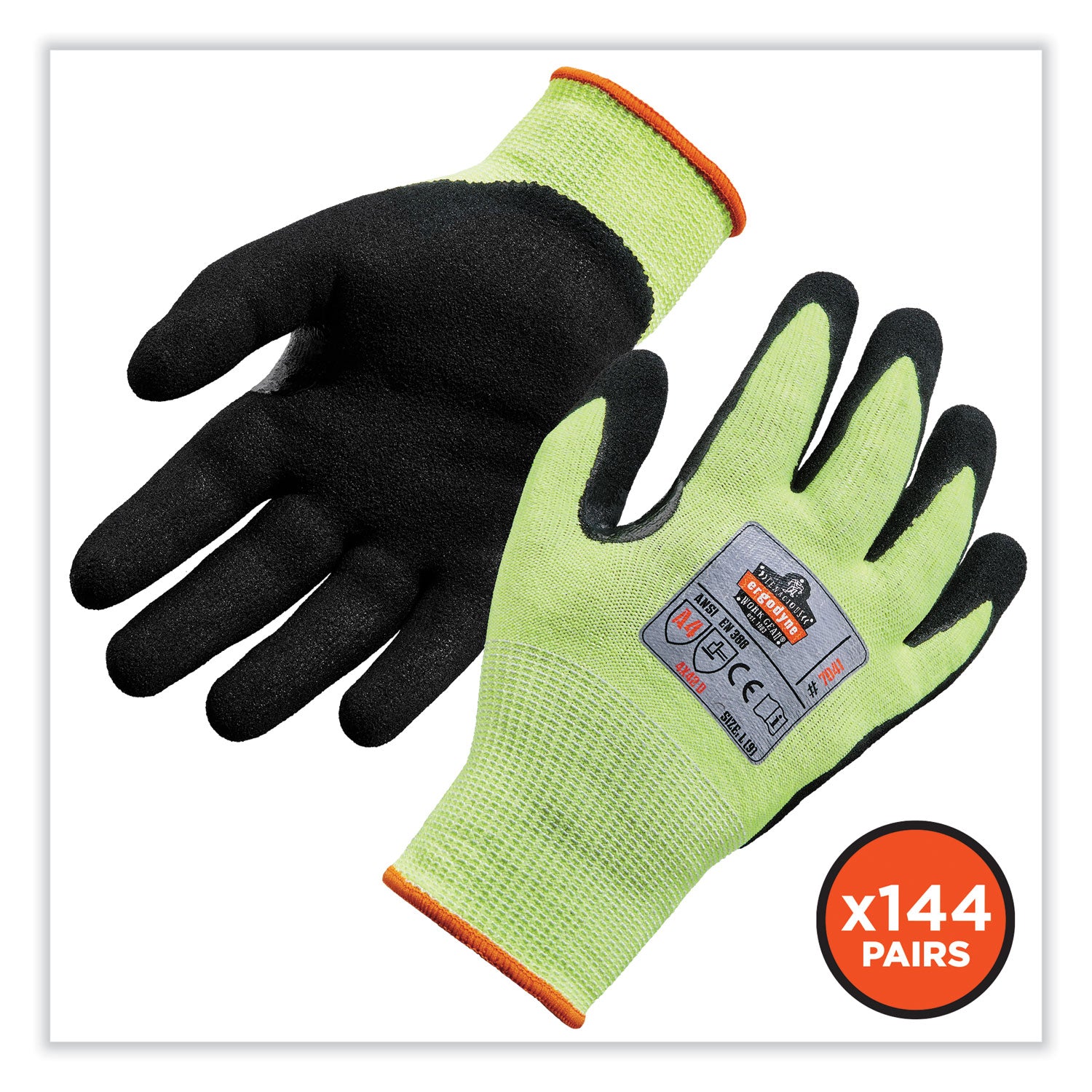 ProFlex 7041-CASE ANSI A4 Nitrile Coated CR Gloves, Lime, Medium, 144 Pairs/Carton ergodyne® Flipcost