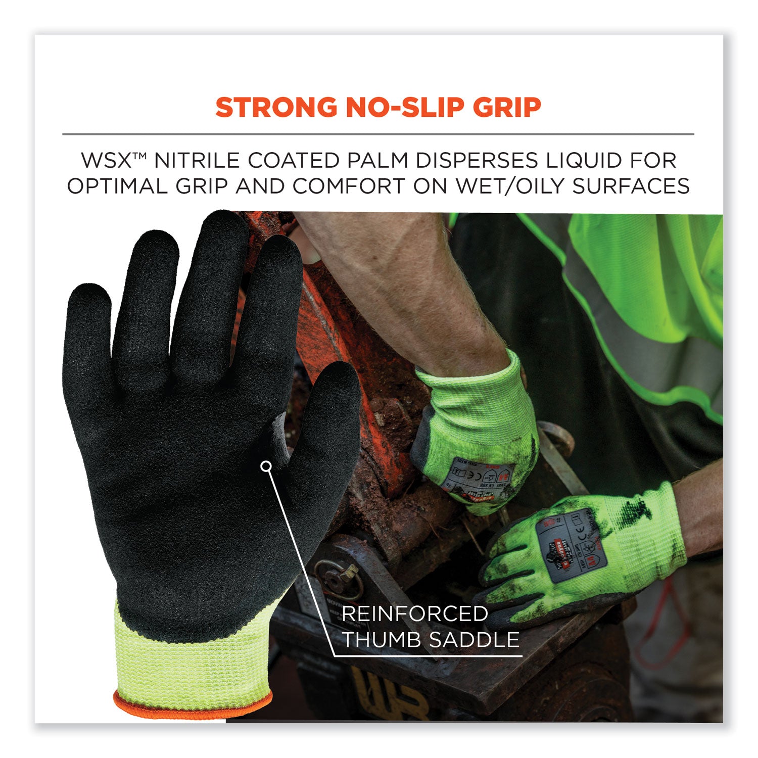 ProFlex 7041-CASE ANSI A4 Nitrile Coated CR Gloves, Lime, Medium, 144 Pairs/Carton ergodyne® Flipcost