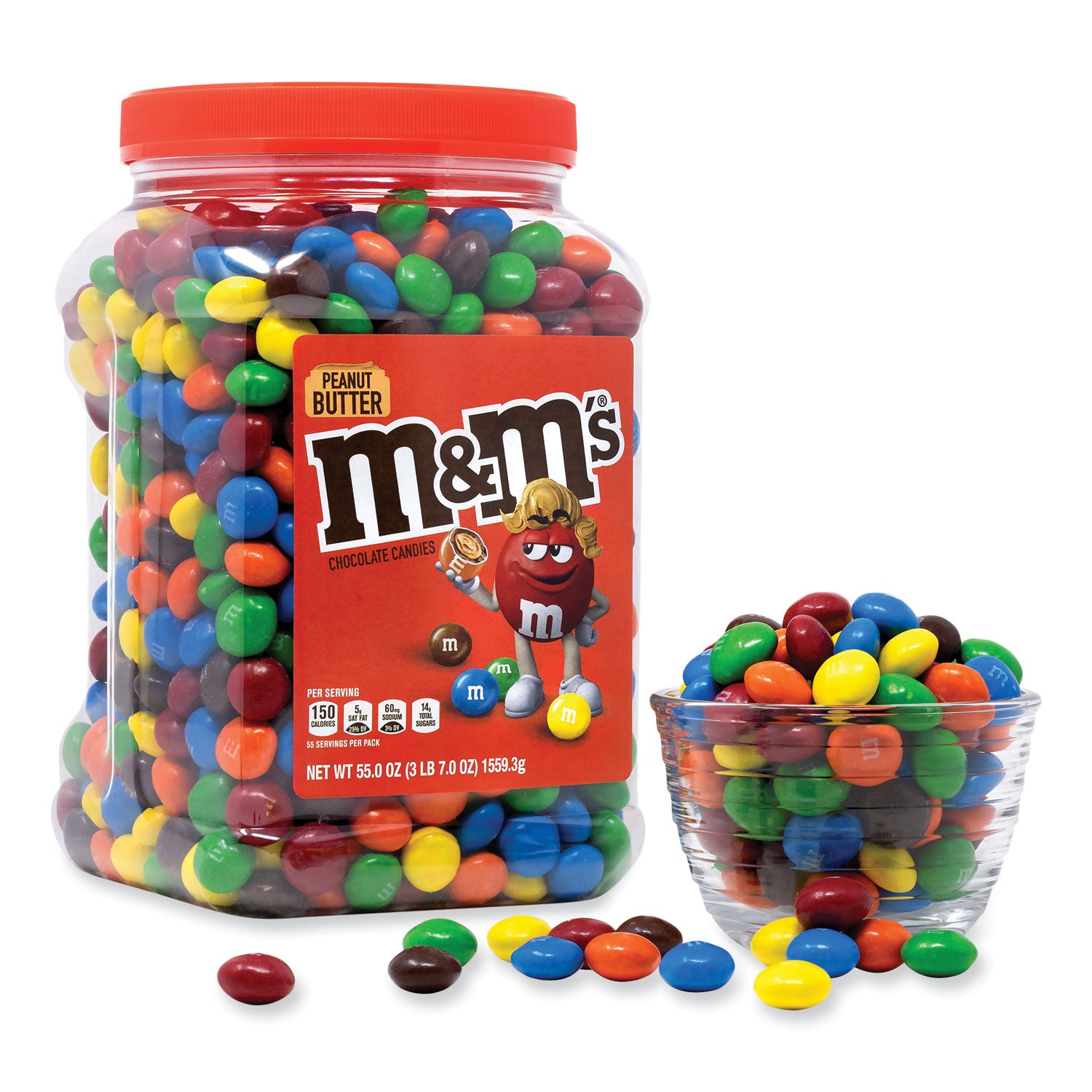 M & M's® Peanut Butter Milk Chocolate Candy Jar, 55 oz Jar