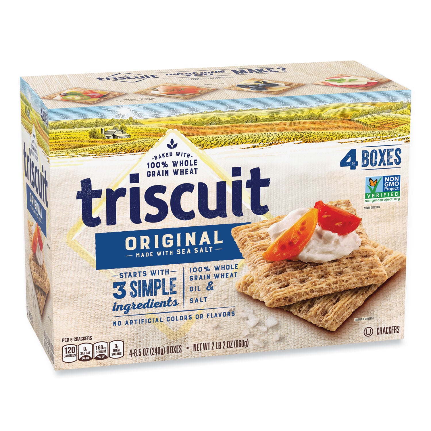 Triscuit Crackers Original with Sea Salt, 8.5 oz Box, 4 Boxes/Pack