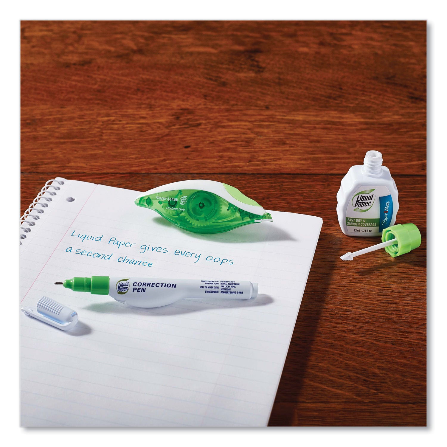 DryLine Grip Correction Tape, Non-Refillable, Gray/Green Applicator, 0.2" x 335" Paper Mate® Liquid Paper® Flipcost