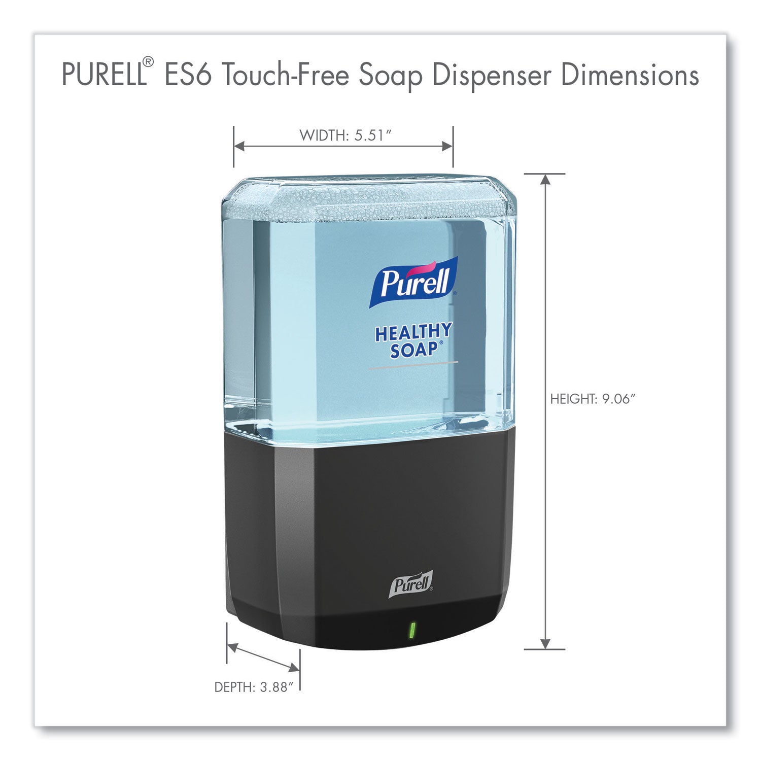 PURELL® ES6 Soap Touch-Free Dispenser, 1,200 mL, 5.25 x 8.8 x 12.13, Graphite