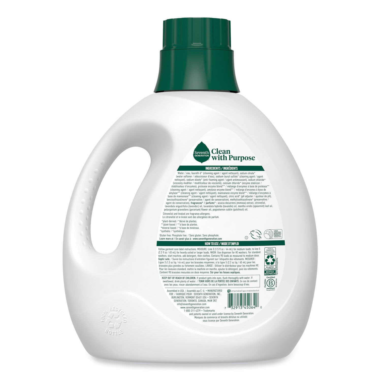 Seventh Generation® Natural Liquid Laundry Detergent, Fresh Lavender, 135 oz Bottle, 4/Carton