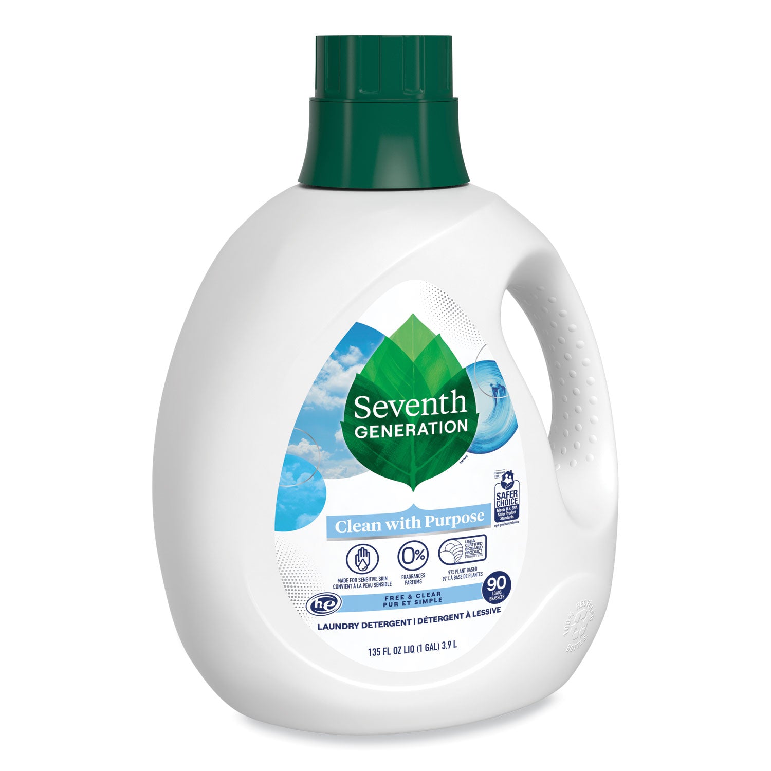 Seventh Generation® Natural Liquid Laundry Detergent, Fragrance Free, 135 oz Bottle, 4/Carton