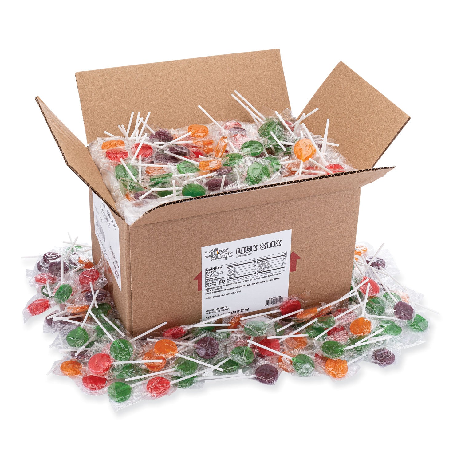 Office Snax® Lick Stix Suckers, Randomly Assorted Flavors, 5 lb Bag