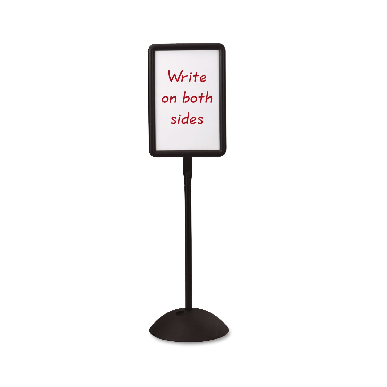 Safco® WriteWay Double-Sided Magnetic Dry Erase Standing Message Sign, Rectangle, 65" Tall Black Stand, 14.25 x 22.25 White Face