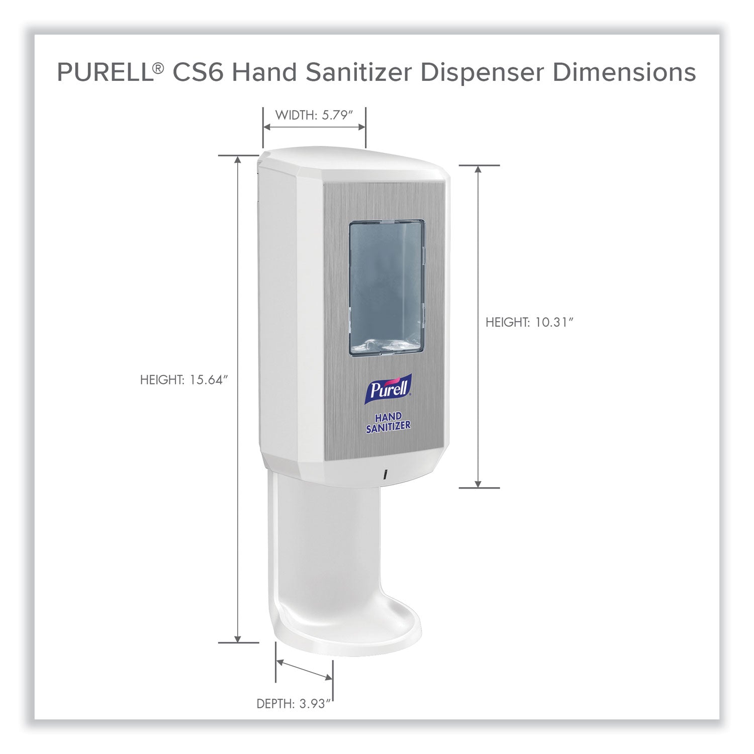 PURELL® CS6 Hand Sanitizer Dispenser, 1,200 mL, 5.79 x 3.93 x 15.64, White