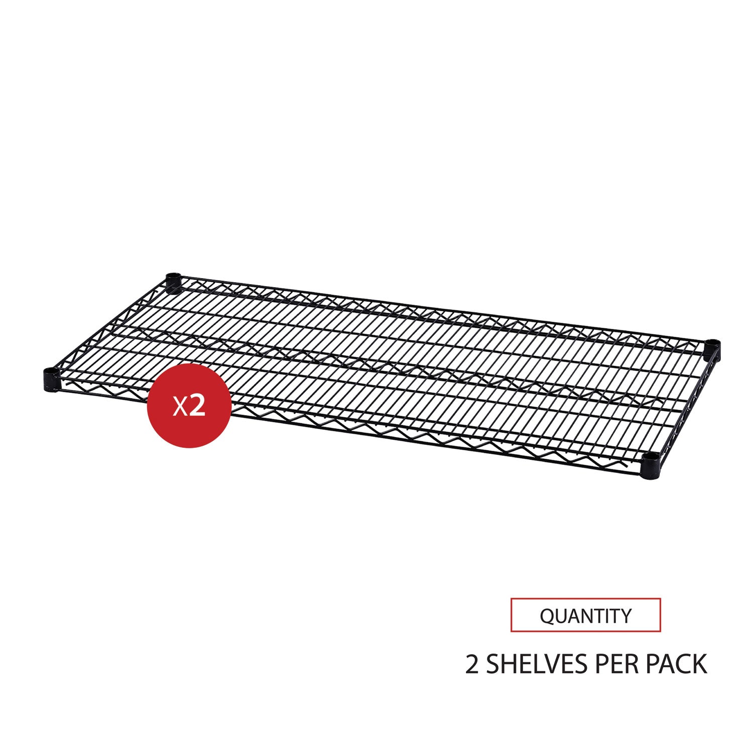 Alera® Industrial Wire Shelving Extra Wire Shelves, 48w x 24d, Black, 2 Shelves/Carton