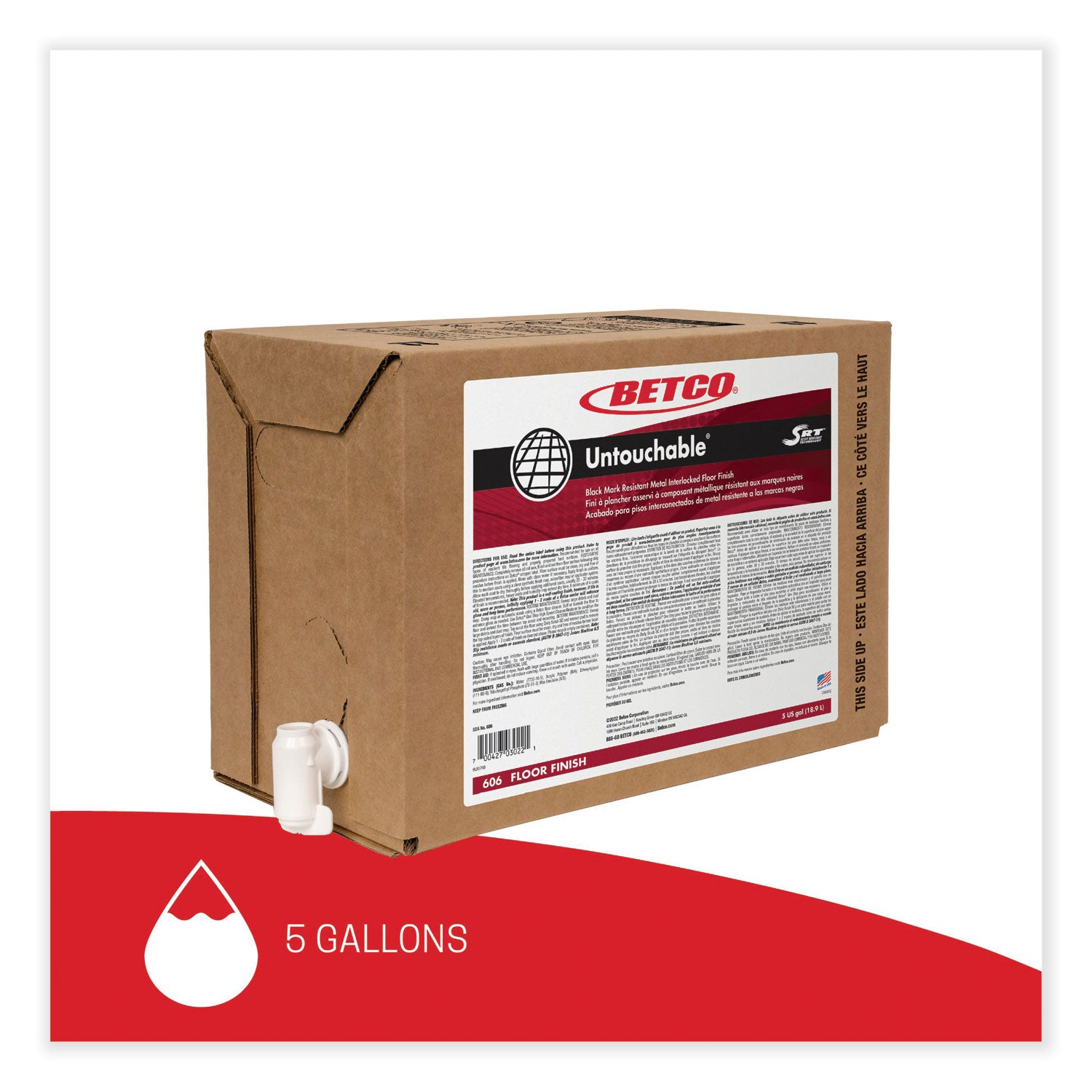 Betco® Untouchable Floor Finish with SRT, 5 gal Bag-in-Box