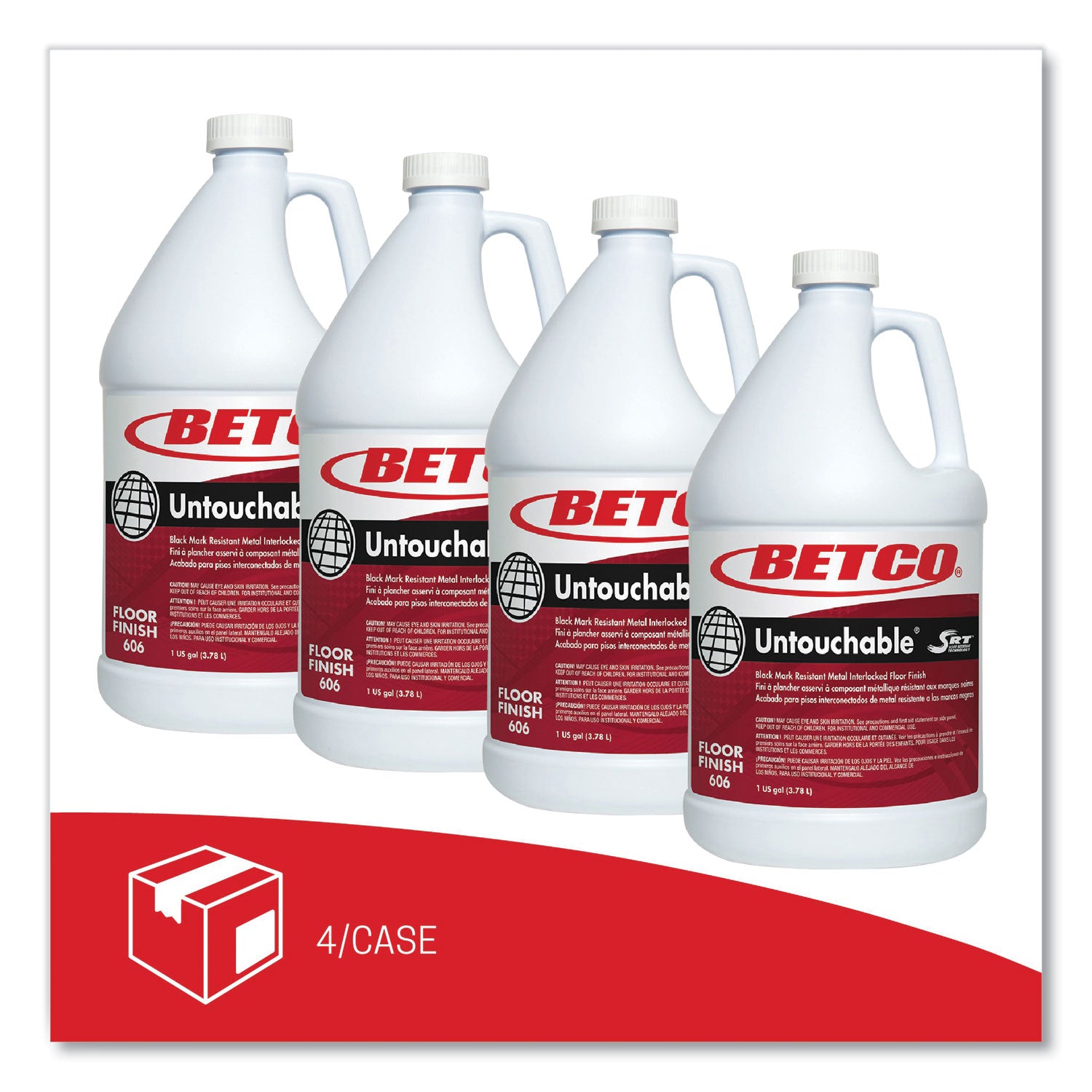 Betco® Untouchable Floor Finish with SRT, 1 gal Bottle, 4/Carton