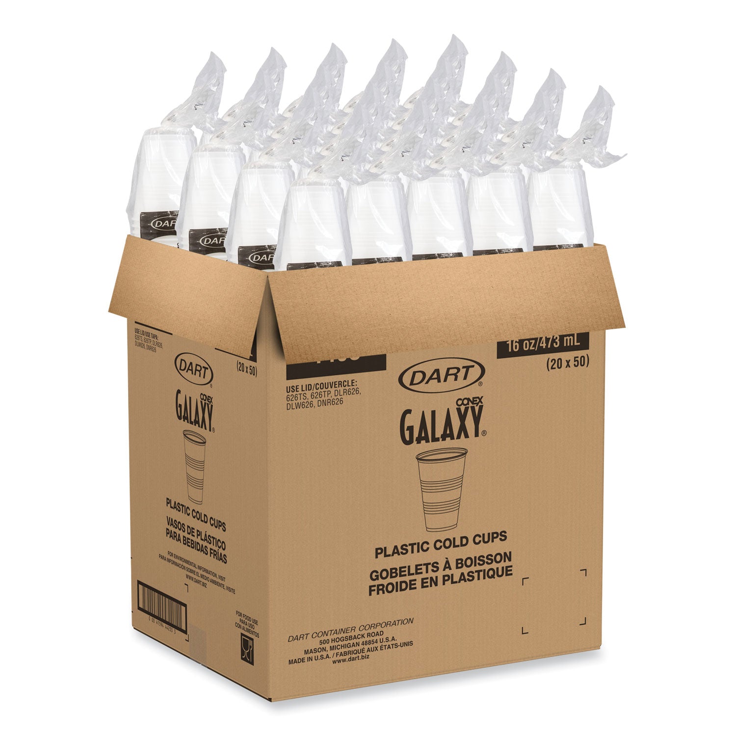 Dart® Galaxy Translucent Cups, Squat, 16 to 18 oz, 1,000/Carton