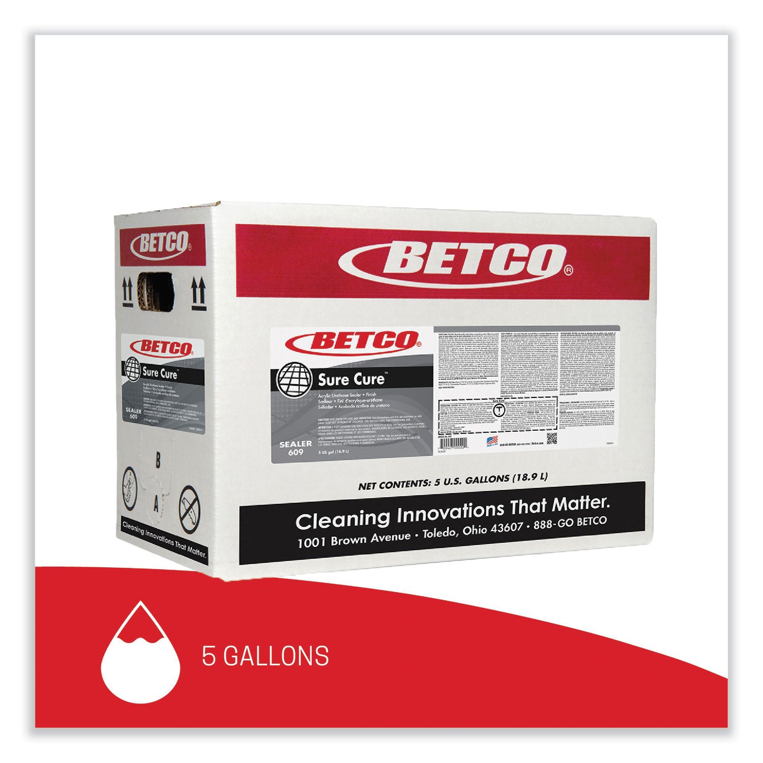 Betco® Sure Cure Urethane Fortified Sealer/Finish, 5 gal Bag-in-Box