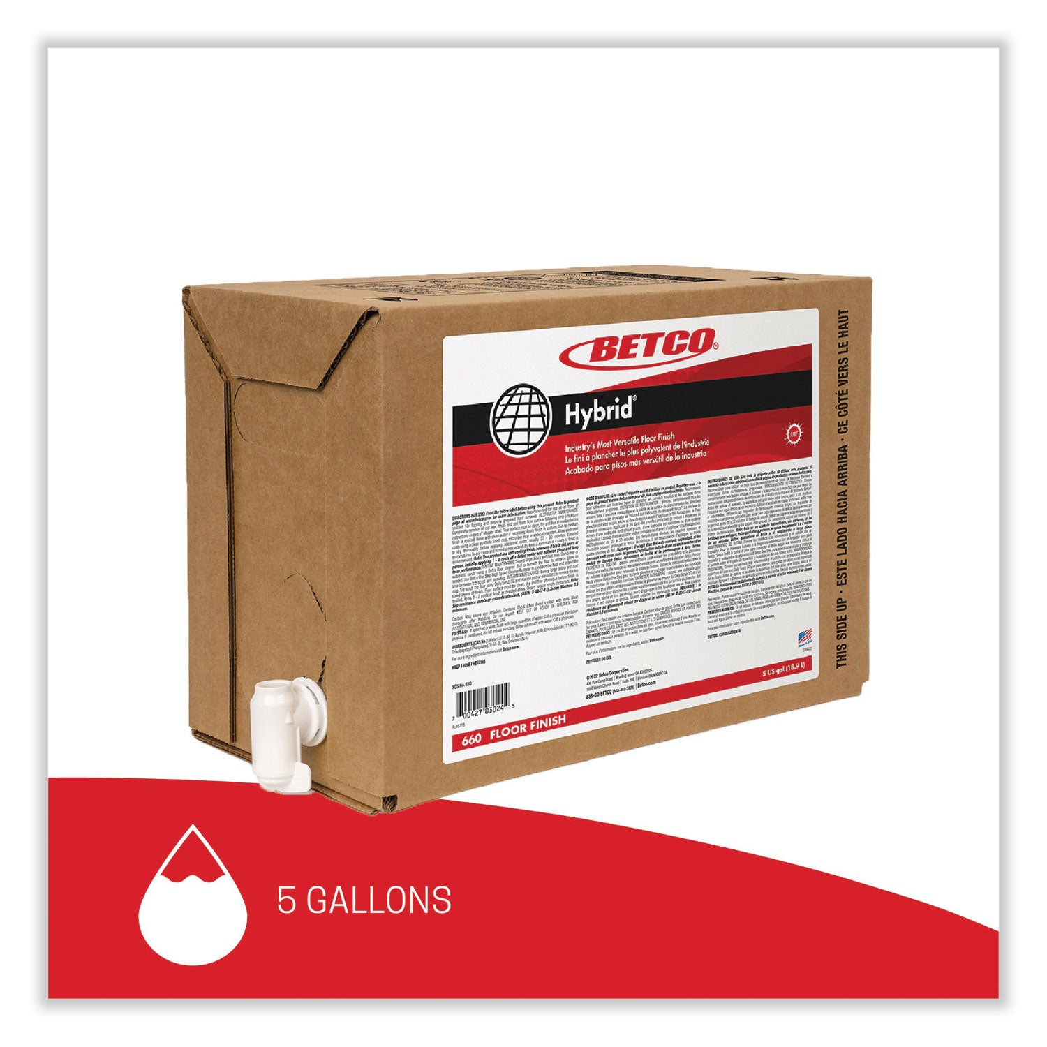 Betco® Hybrid Floor Finish, 5 gal Bag-in-Box