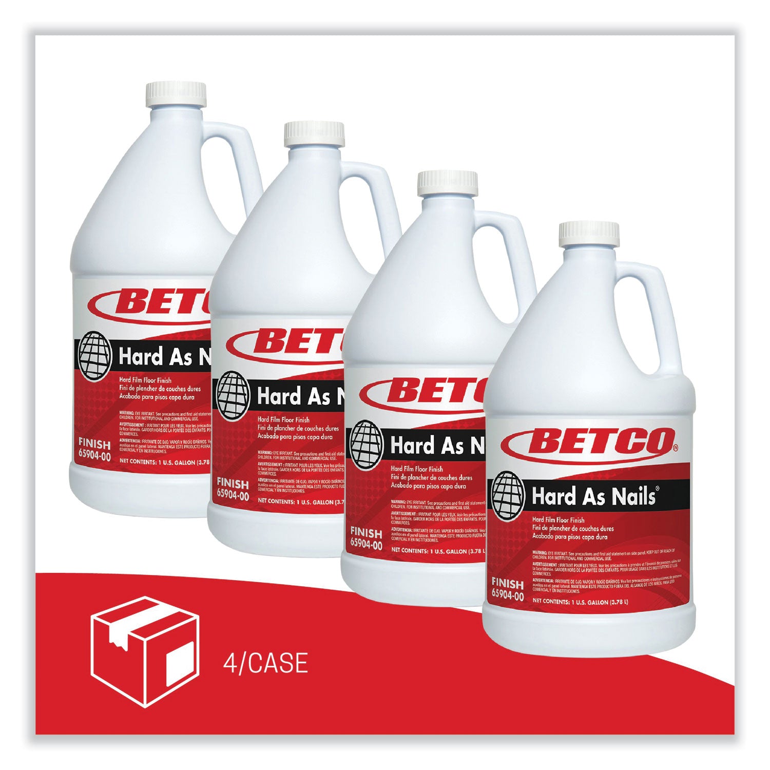 Betco® Hard As Nails Floor Finish, 1 gal Bottle, 4/Carton