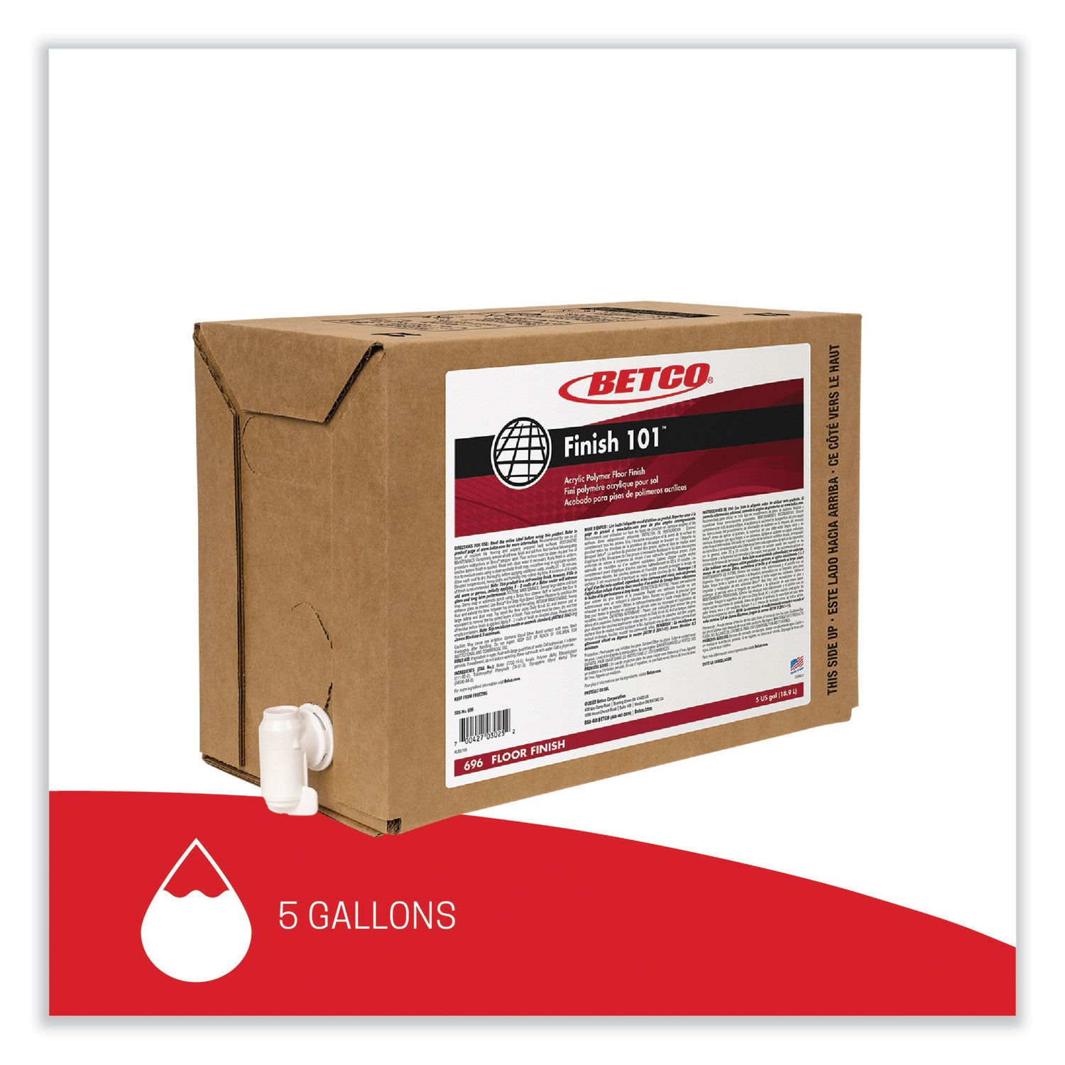 Betco® Finish 101 Floor Finish, 5 gal Bag-in-Box