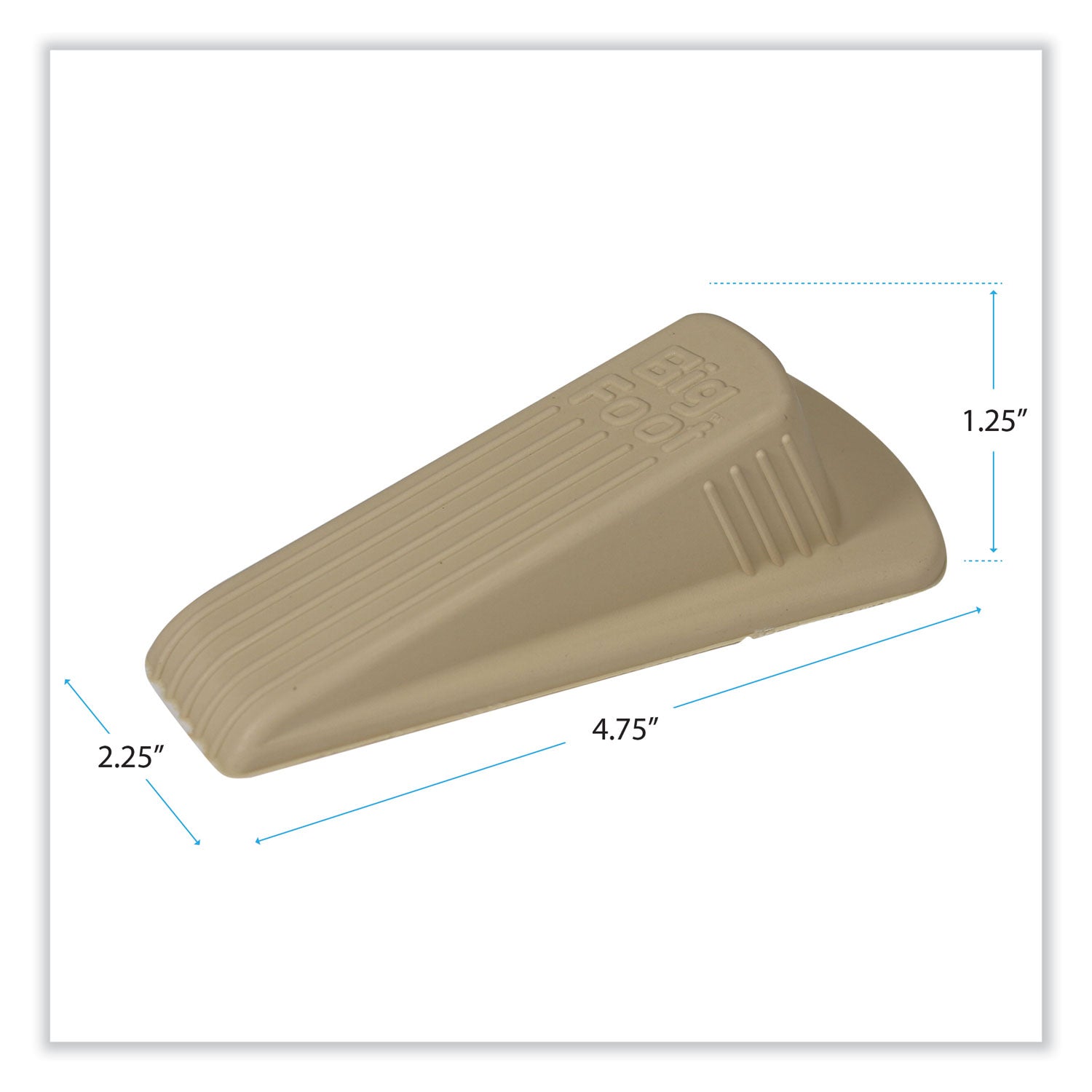 Master Caster® Big Foot Doorstop, No Slip Rubber Wedge, 2.25w x 4.75d x 1.25h, Beige