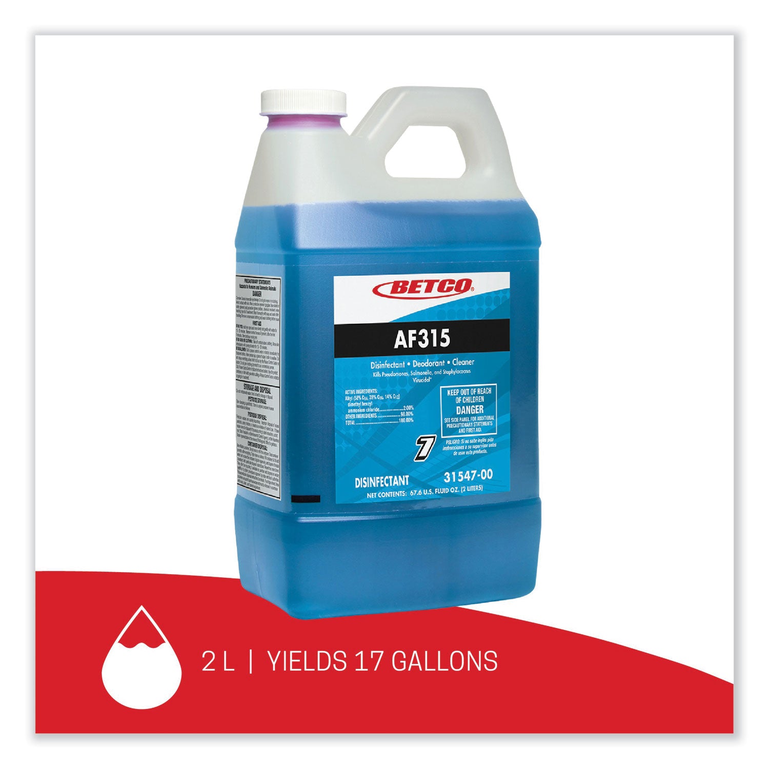 Betco® AF315 Disinfectant Cleaner, Citrus Floral Scent, 2 L Bottle, 4/Carton