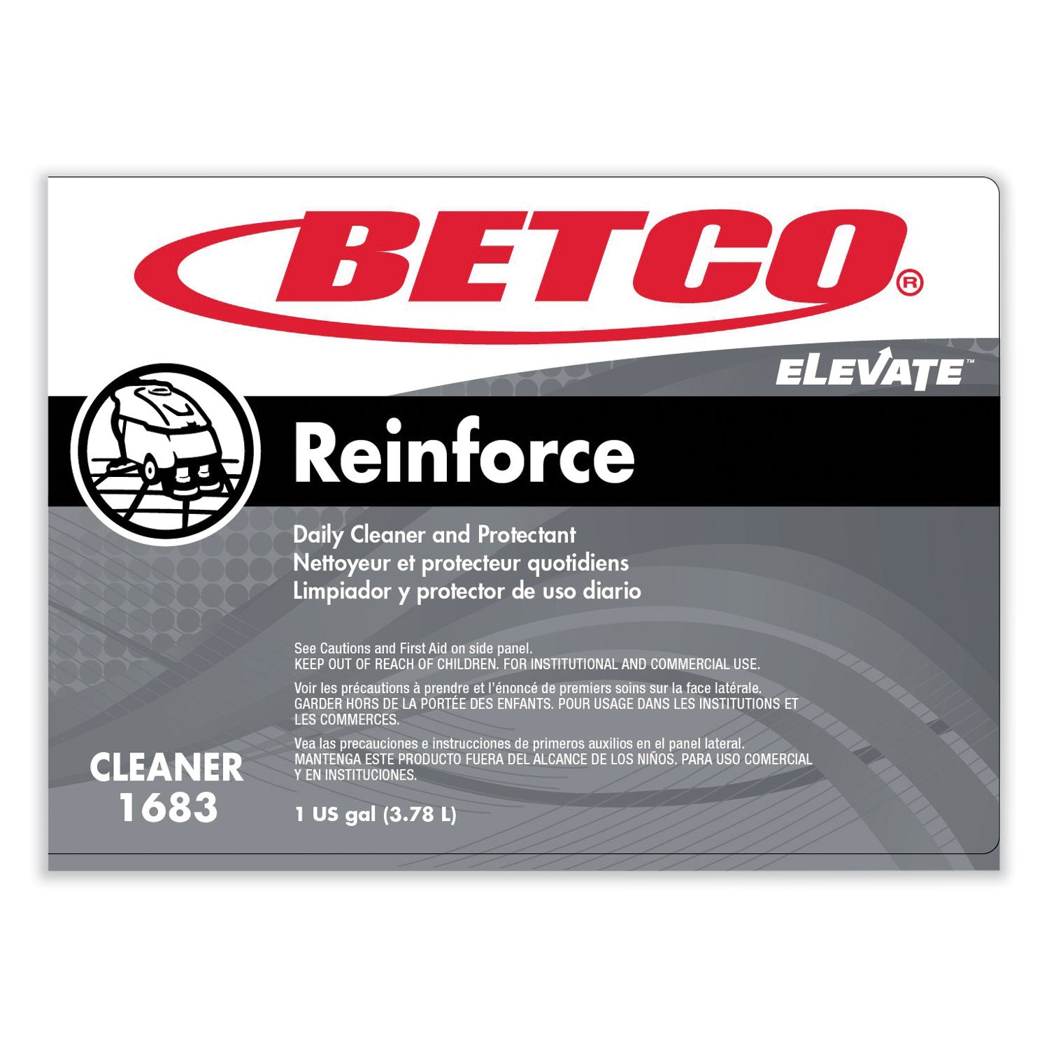 Betco® Reinforce Floor Cleaner and Protectant, Lemon Scent, 1 gal Bottle, 4/Carton