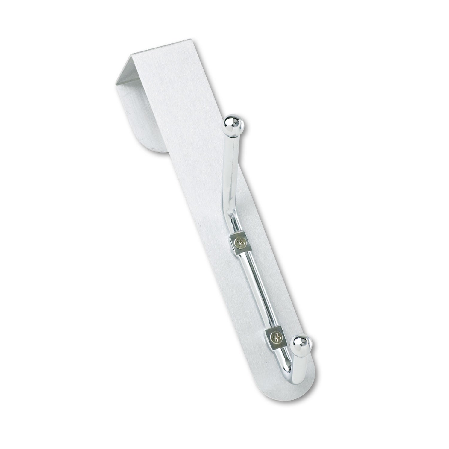 Safco® Over-The-Door Double Coat Hook, Chrome-Plated Steel, Satin Aluminum Base