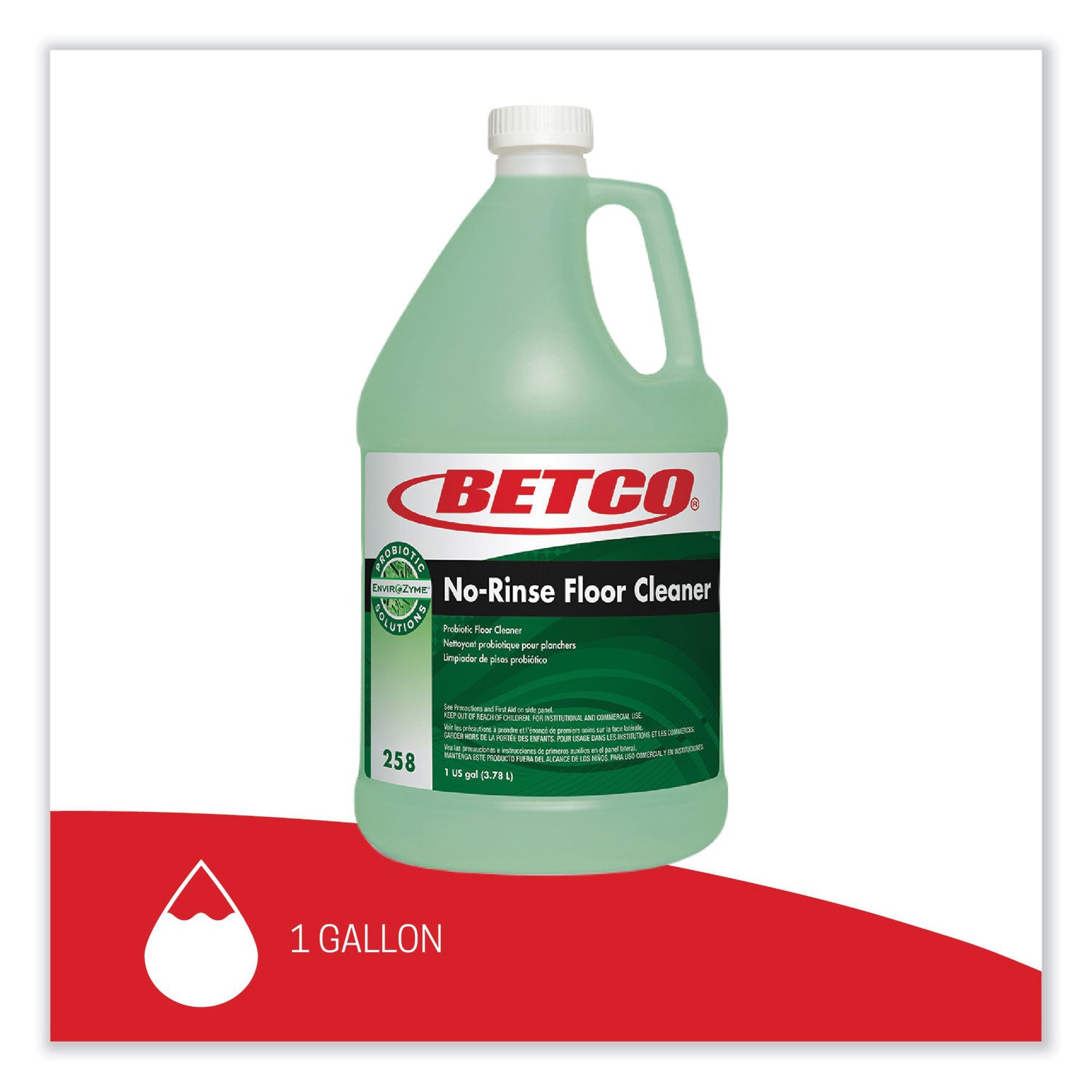 Betco® BioActive Solutions No-Rinse Floor Cleaner, Rain Fresh Scent, 1 gal Bottle, 4/Carton