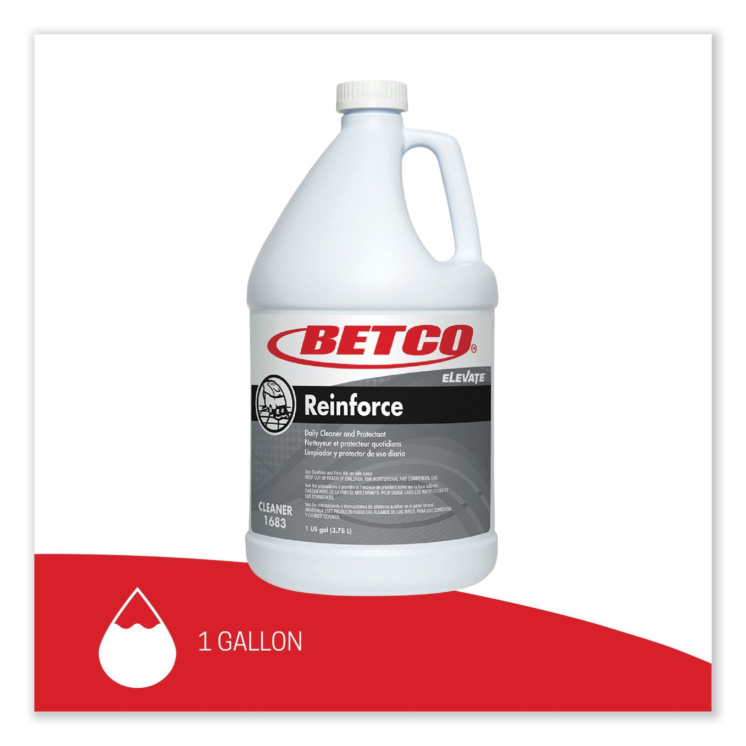 Betco® Reinforce Floor Cleaner and Protectant, Lemon Scent, 1 gal Bottle, 4/Carton