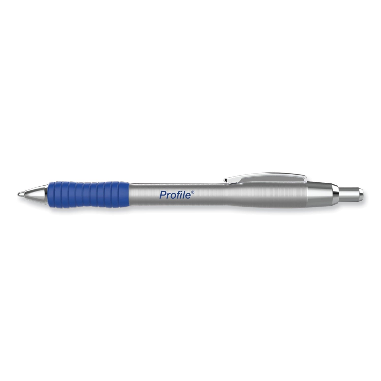 Paper Mate® Profile Ballpoint Pen, Retractable, Medium 1 mm, Blue Ink, Blue/Silver Barrel, 2/Pack