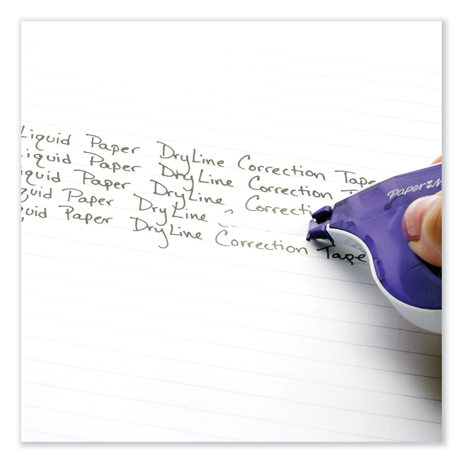 Paper Mate® Liquid Paper® DryLine Correction Tape, Non-Refillable, Green/Purple Applicators, 0.17" x 472", 2/Pack