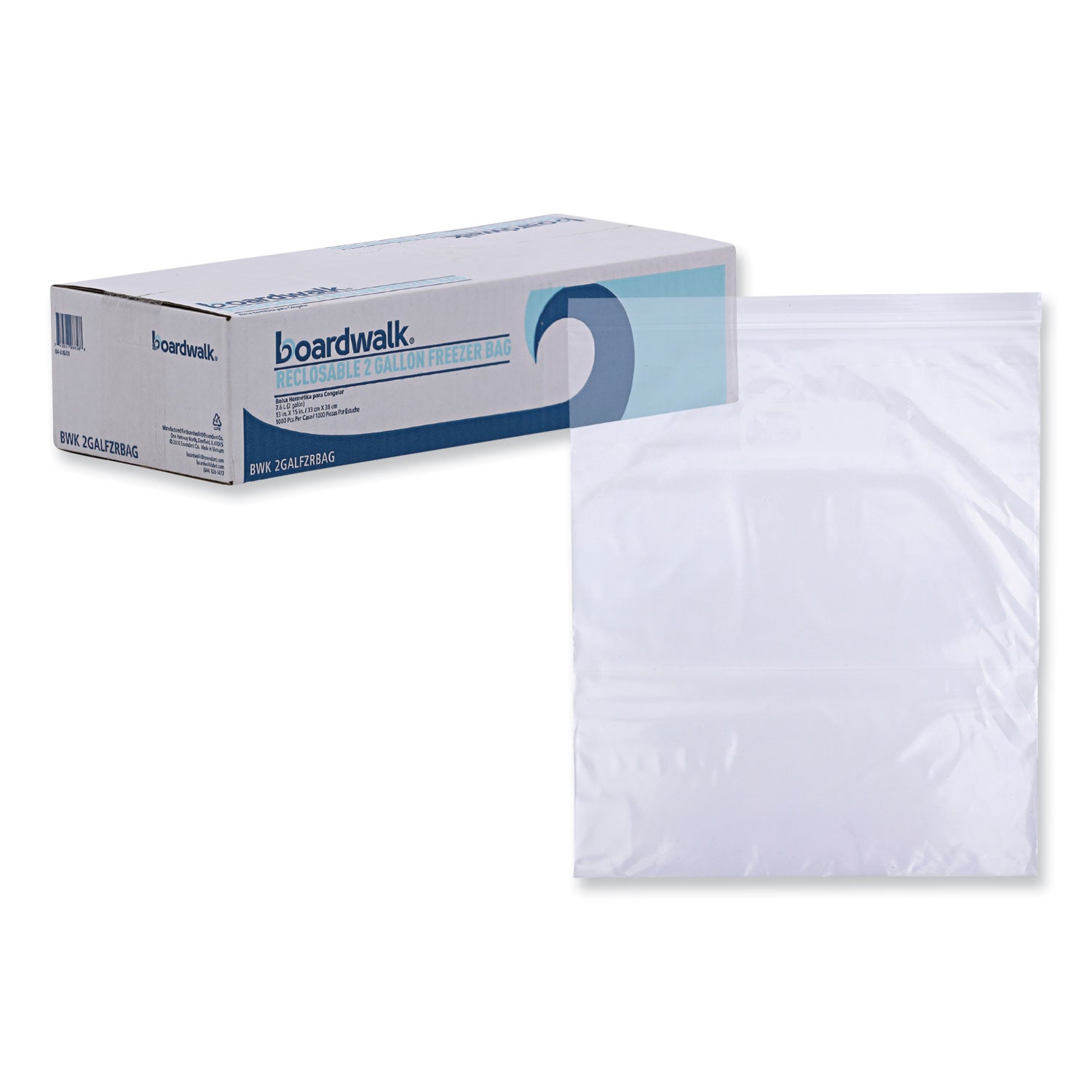 Boardwalk® Reclosable Freezer Storage Bags, 2 gal, 13" x 15", Clear, 100/Box