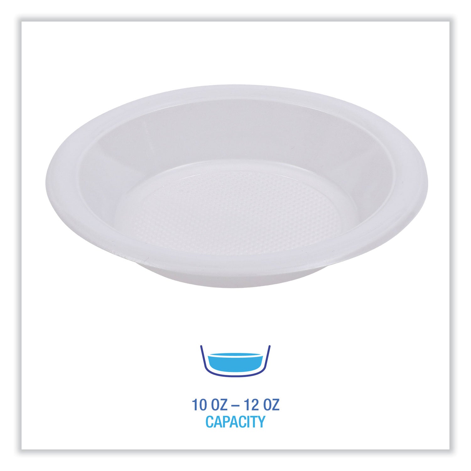 Boardwalk® Hi-Impact Plastic Dinnerware, Bowl, 10 to 12 oz, White, 1,000/Carton