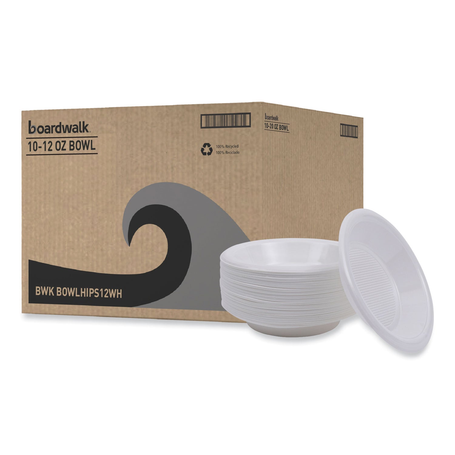 Boardwalk® Hi-Impact Plastic Dinnerware, Bowl, 10 to 12 oz, White, 1,000/Carton