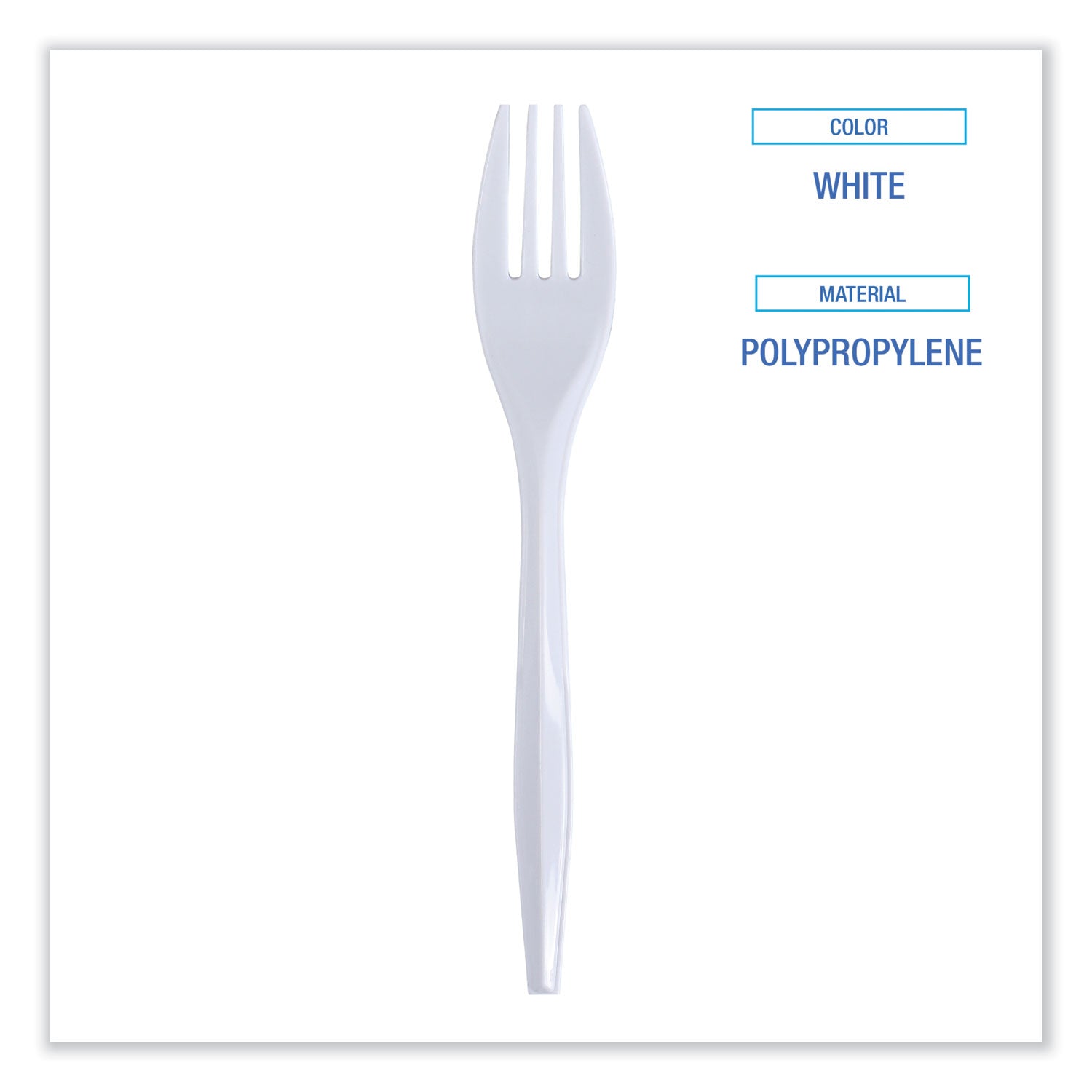 Boardwalk® Mediumweight Wrapped Polypropylene Cutlery, Fork, White, 1000/Carton