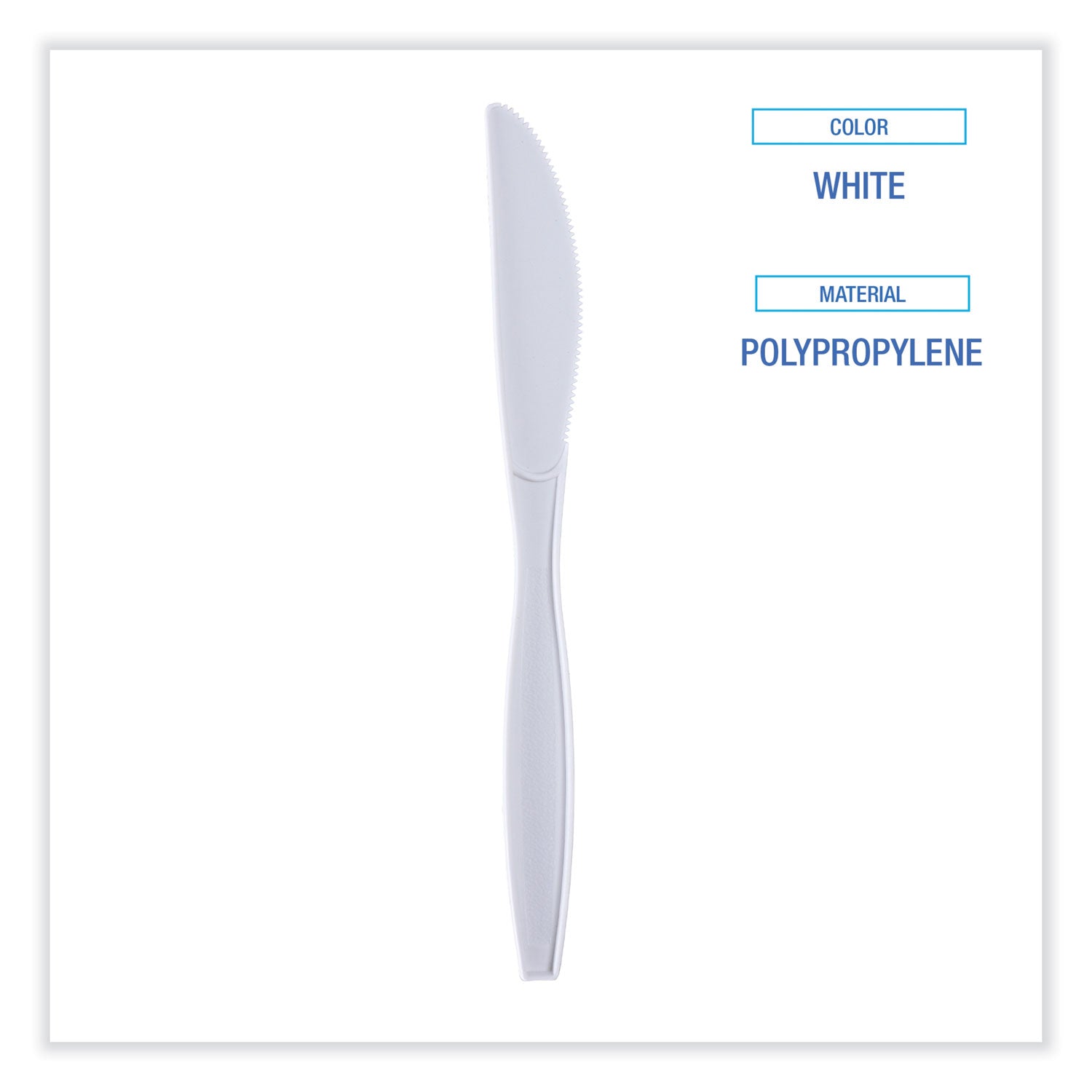 Boardwalk® Heavyweight Wrapped Polypropylene Cutlery, Knife, White, 1,000/Carton