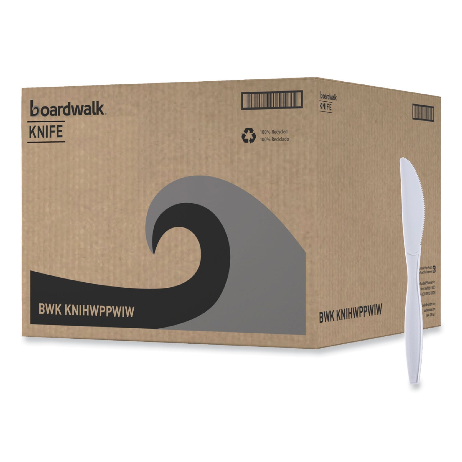 Boardwalk® Heavyweight Wrapped Polypropylene Cutlery, Knife, White, 1,000/Carton