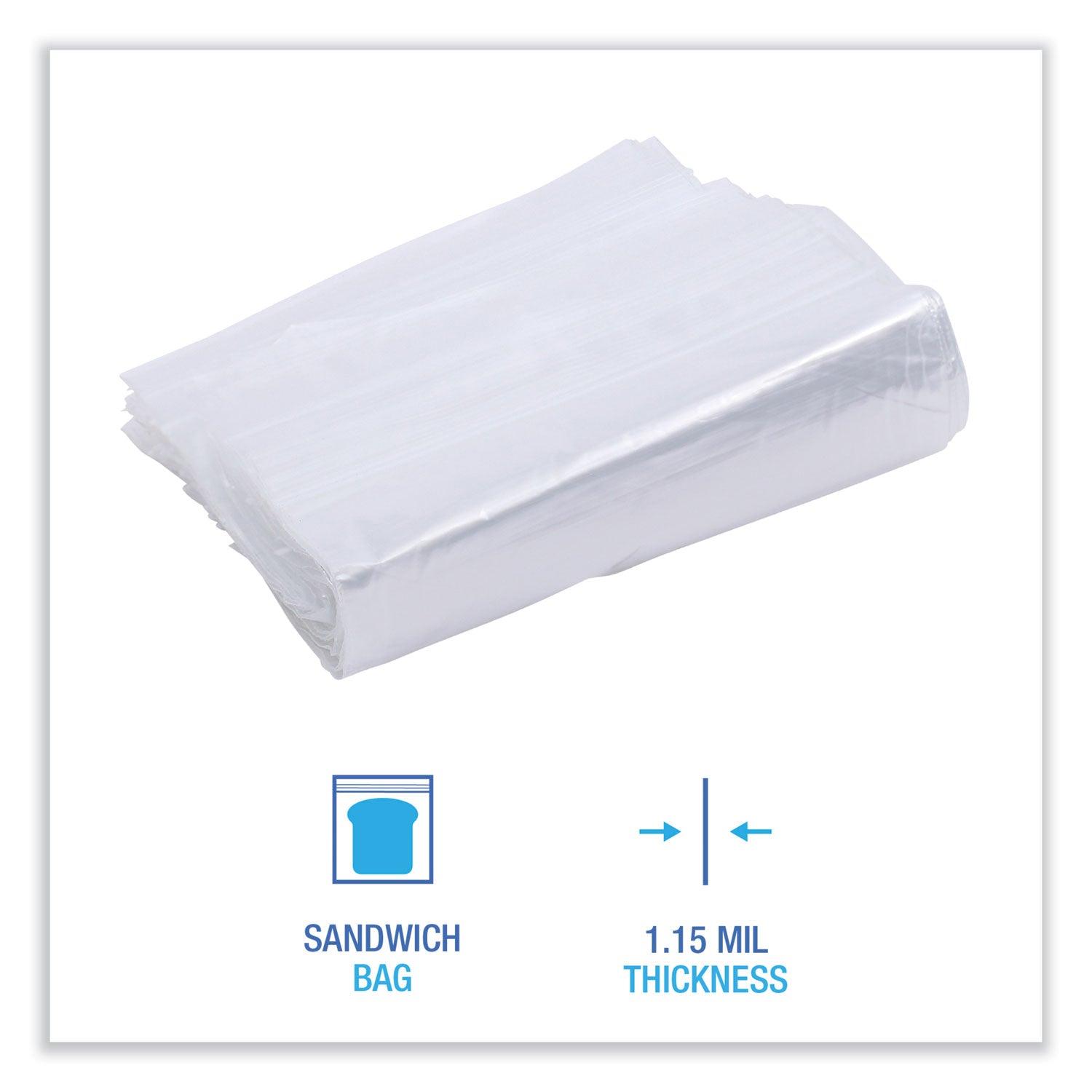 Boardwalk® Reclosable Food Storage Bags, Sandwich, 6.5" x 5.89", Clear, 500/Box