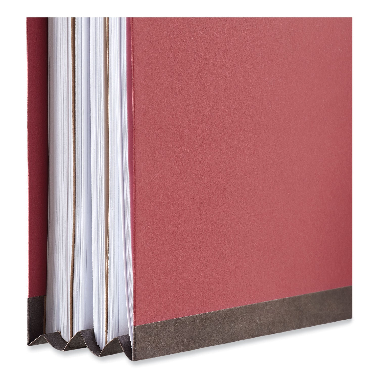 Universal® Bright Colored Pressboard Classification Folders, 2" Expansion, 2 Dividers, 6 Fasteners, Legal Size, Ruby Red, 10/Box