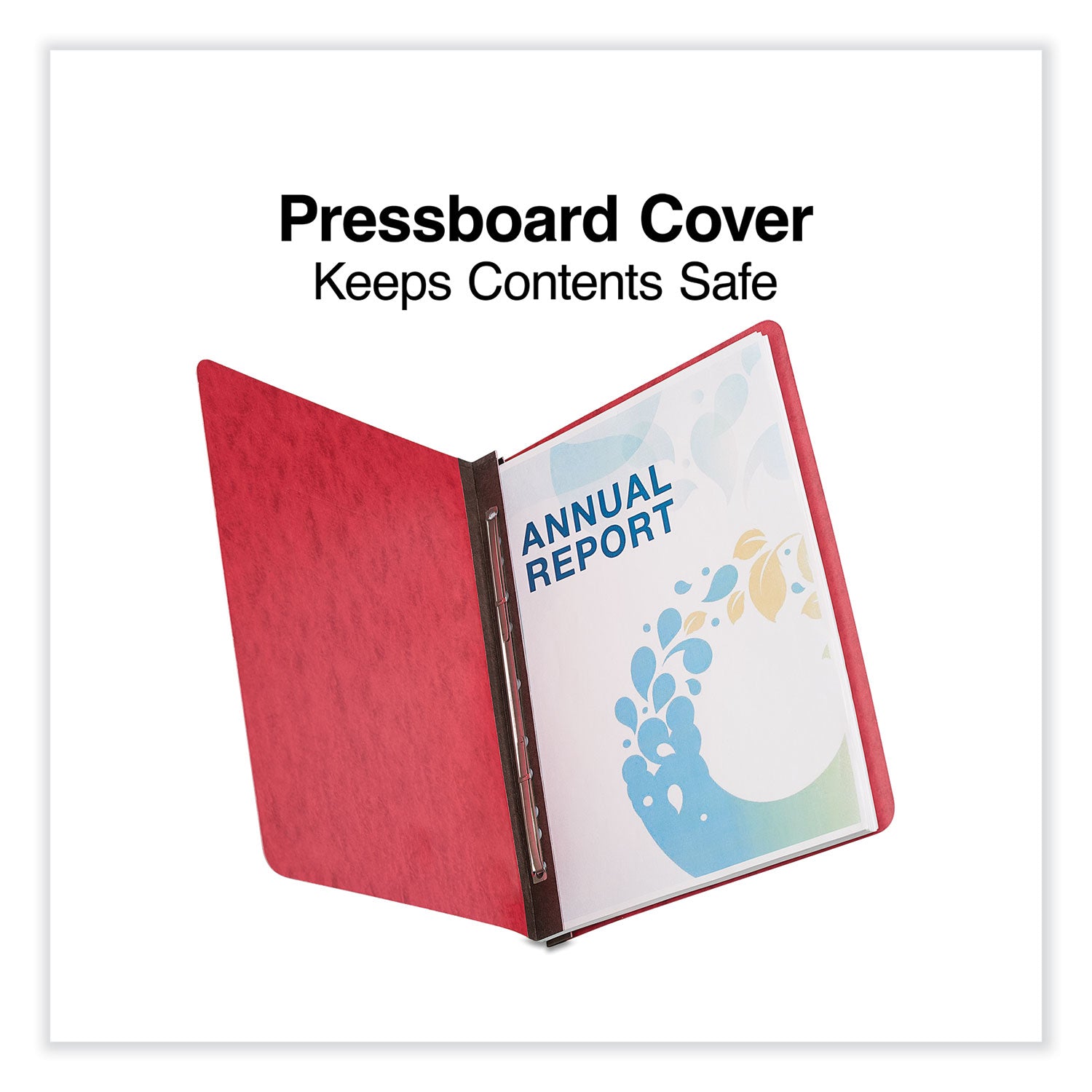 Universal® Pressboard Report Cover, Two-Piece Prong Fastener, 3" Capacity, 8.5 x 11, Executive Red/Executive Red