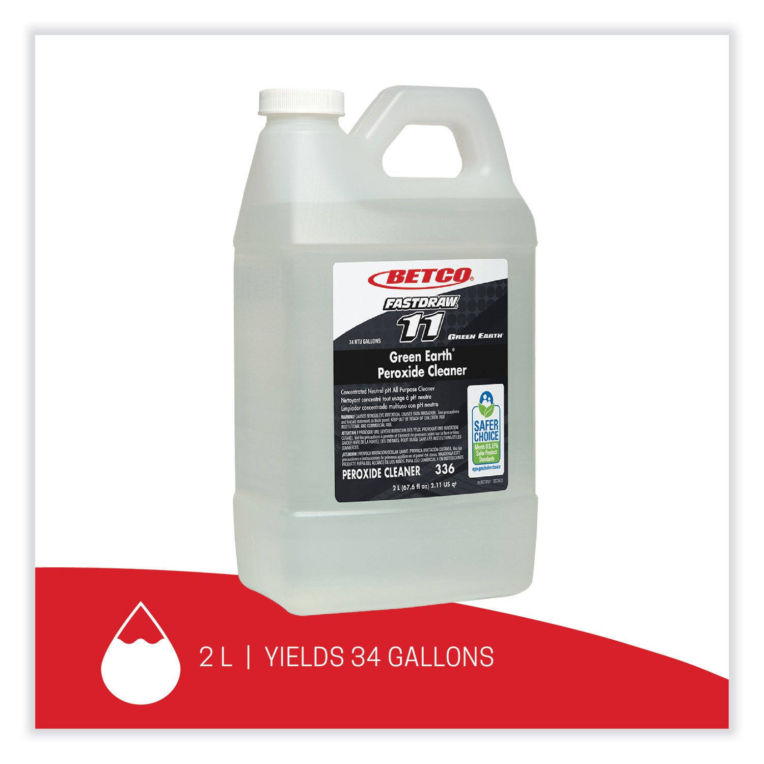 Betco® Green Earth Peroxide Cleaner, Fresh Mint Scent, 2 L Bottle, 4/Carton