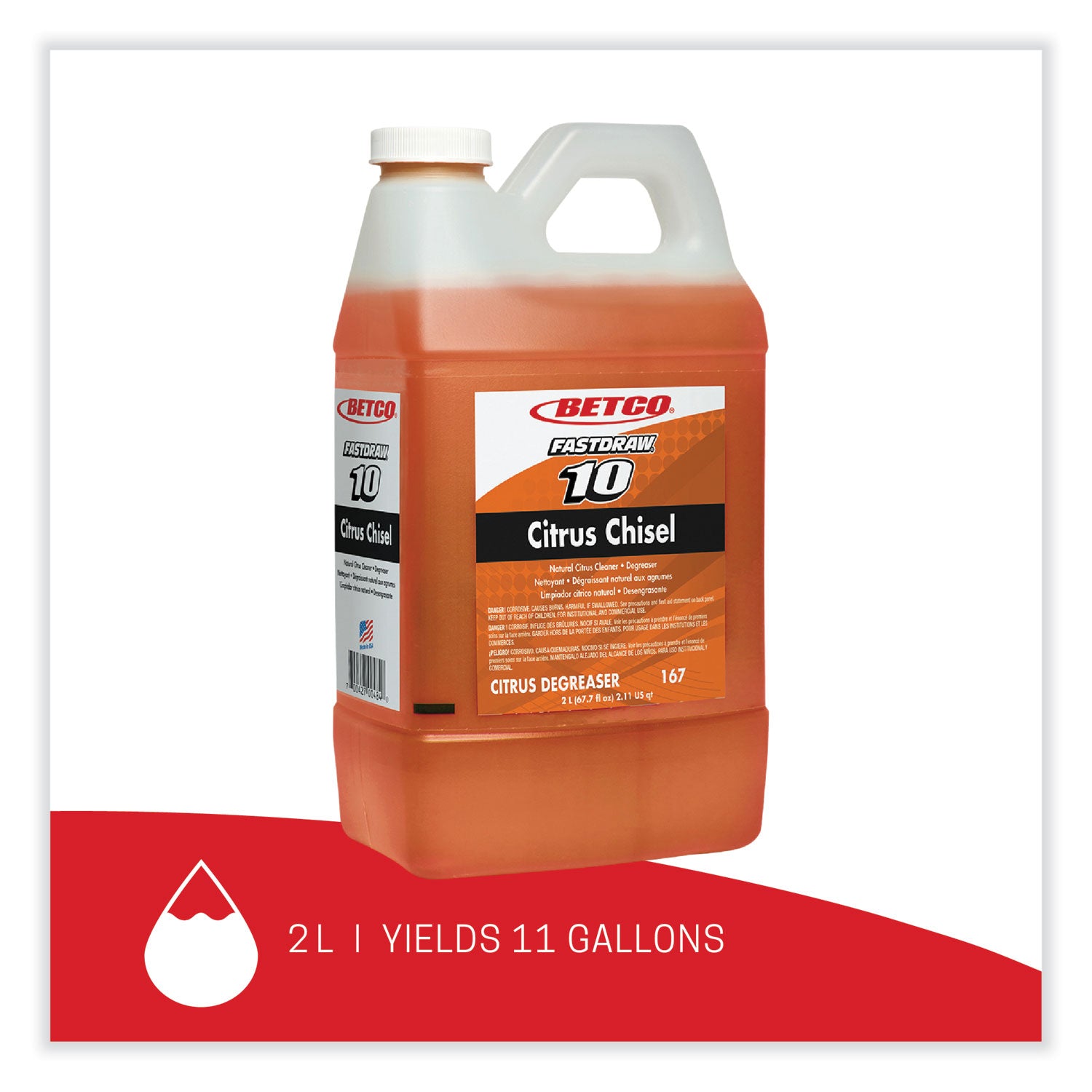 Betco® Citrus Chisel, Citrus Scent, 2 L Bottle, 4/Carton