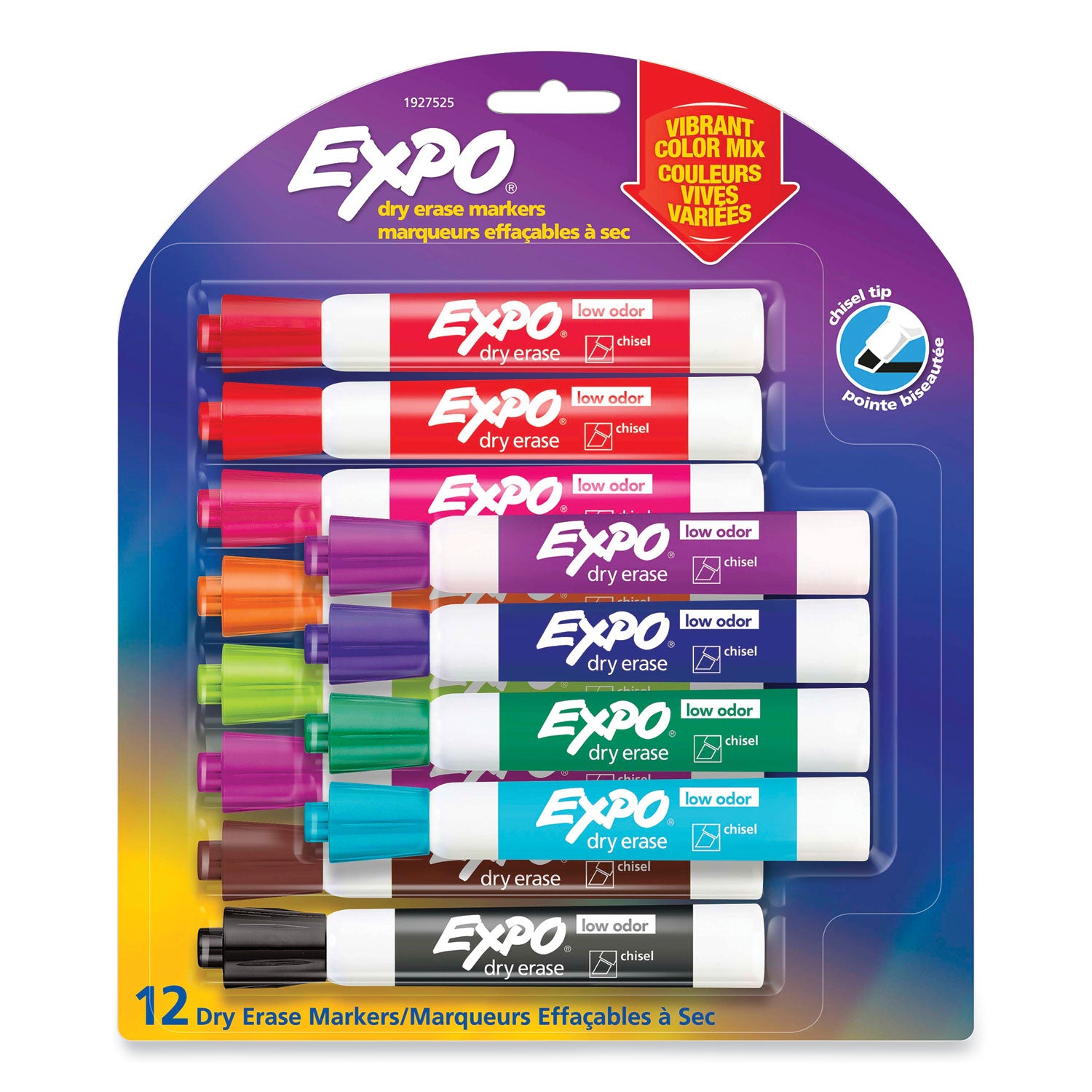 Low Odor Dry Erase Vibrant Color Markers, Broad Chisel Tip, Assorted Colors, 16/Set