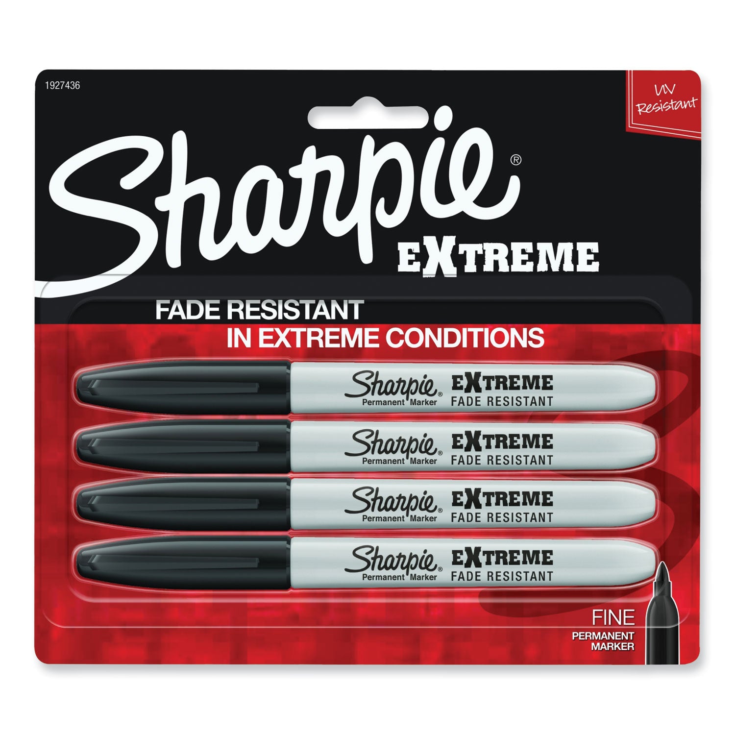 Extreme Marker, Fine Bullet Tip, Black, 4/Pack