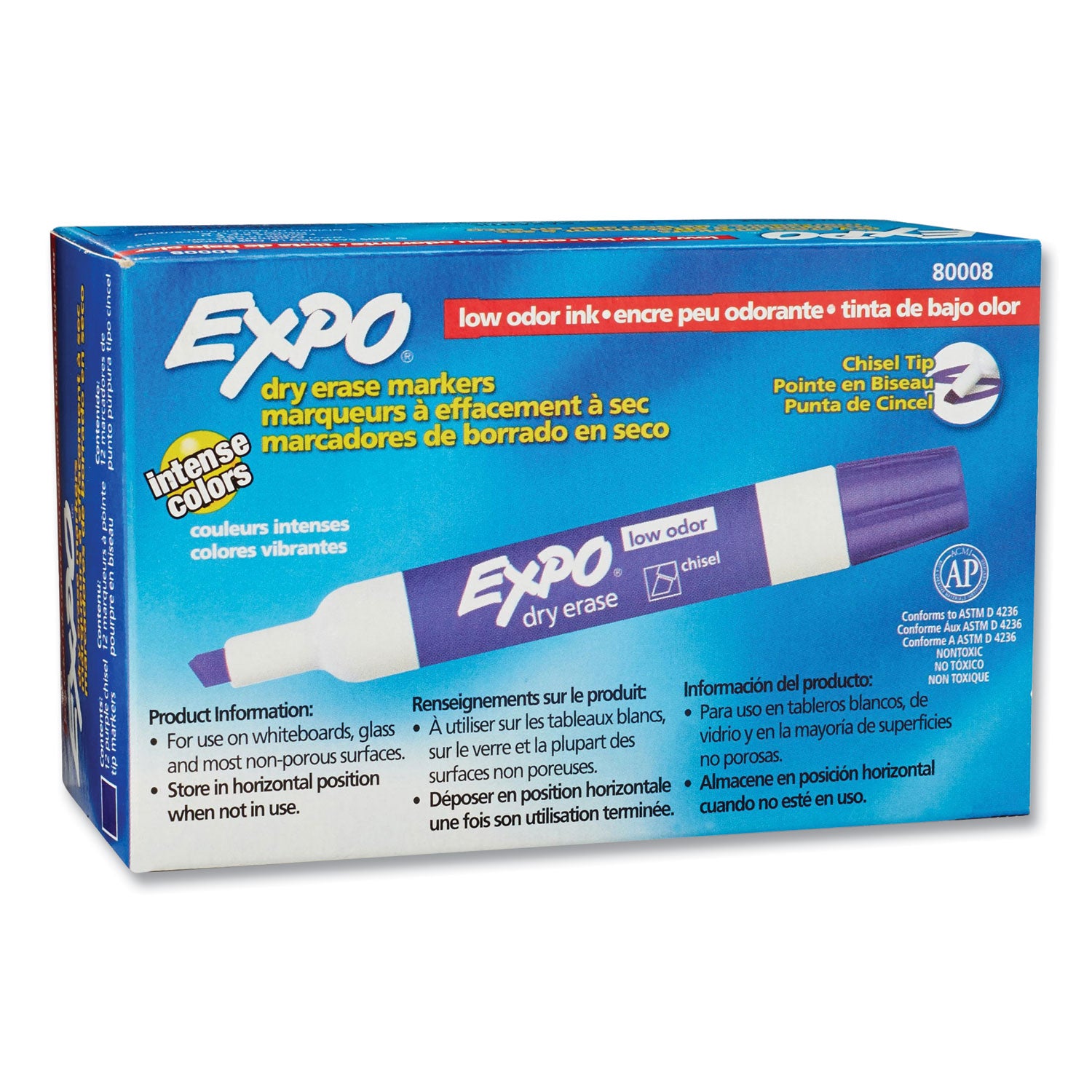 EXPO® Low-Odor Dry-Erase Marker, Broad Chisel Tip, Purple