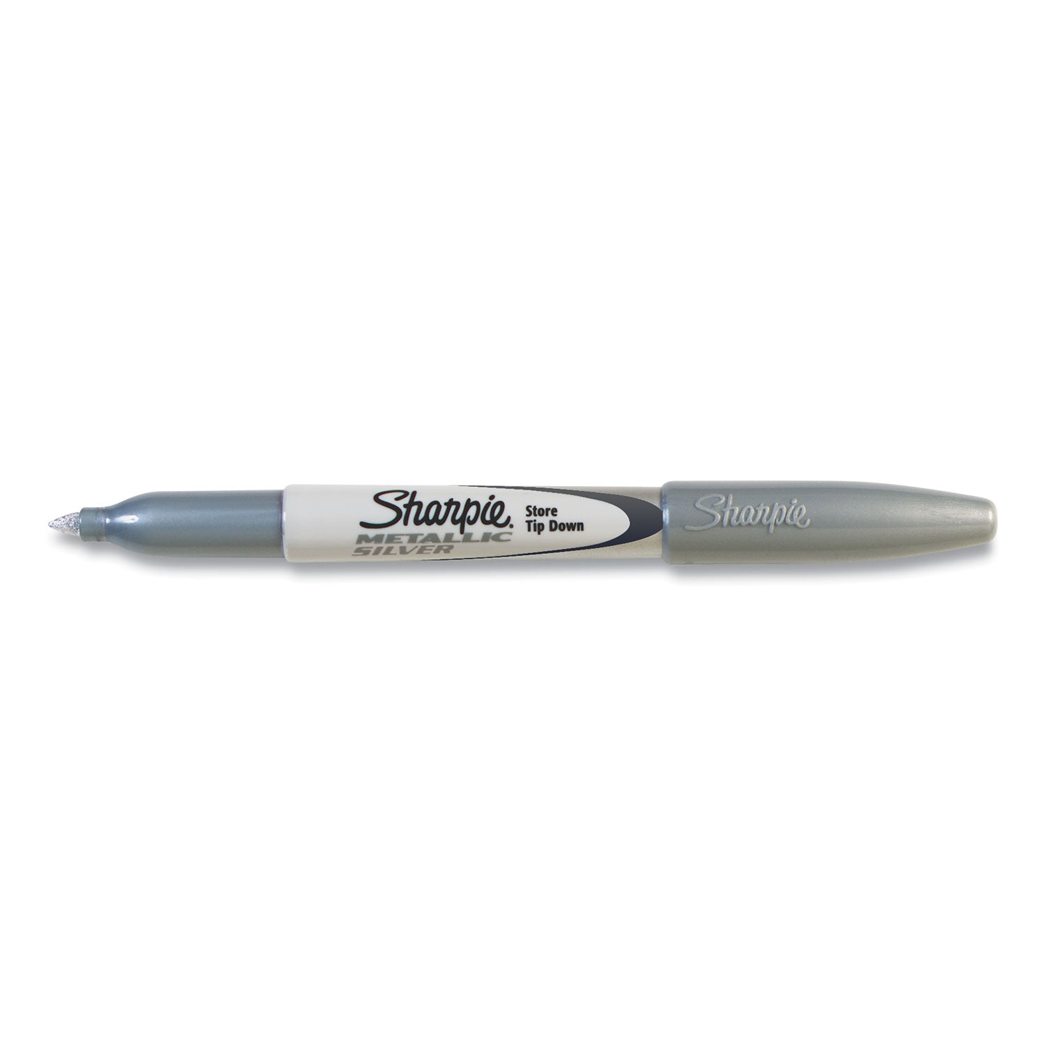 Sharpie® Metallic Fine Point Permanent Markers, Fine Bullet Tip, Metallic Silver, Dozen